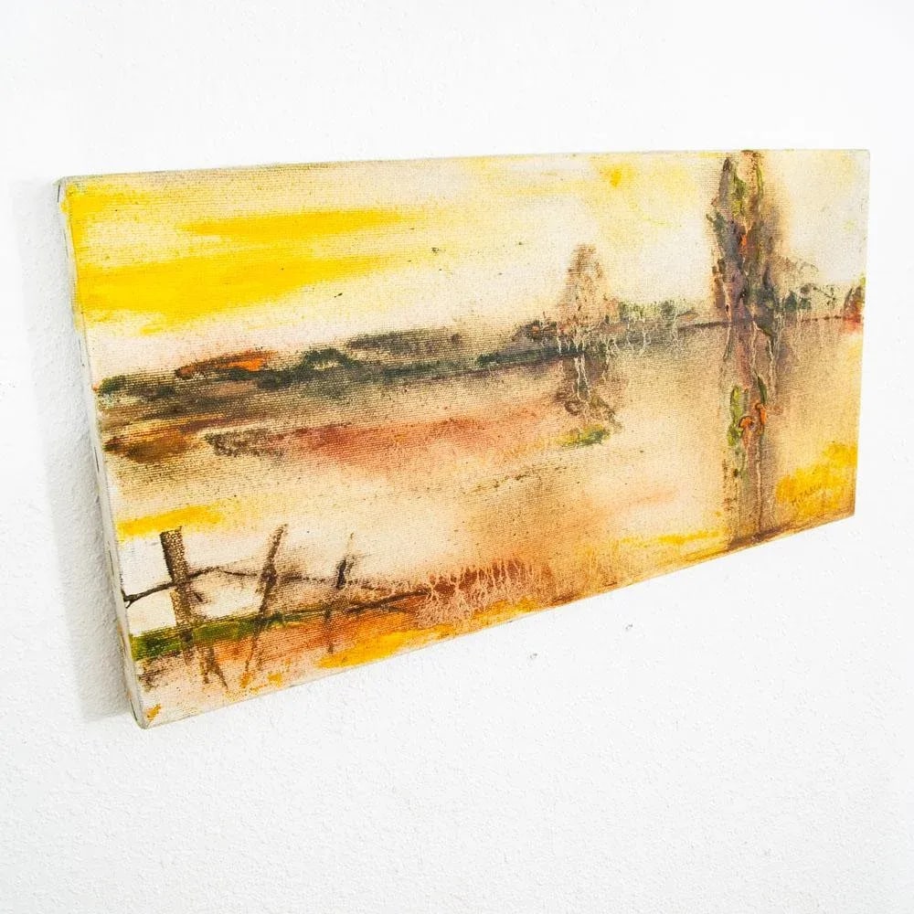 Mid Century Modern Oil Painting Original Art Abstract Landscape Signed M. Dalben - 2