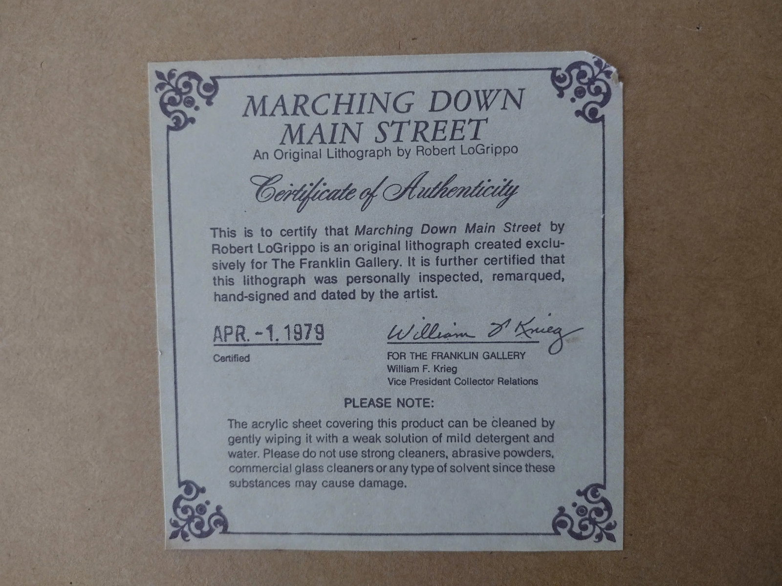1970s Robert LoGrippo Signed Lithograph "Marching Down Main Street" (1979), Framed - 10