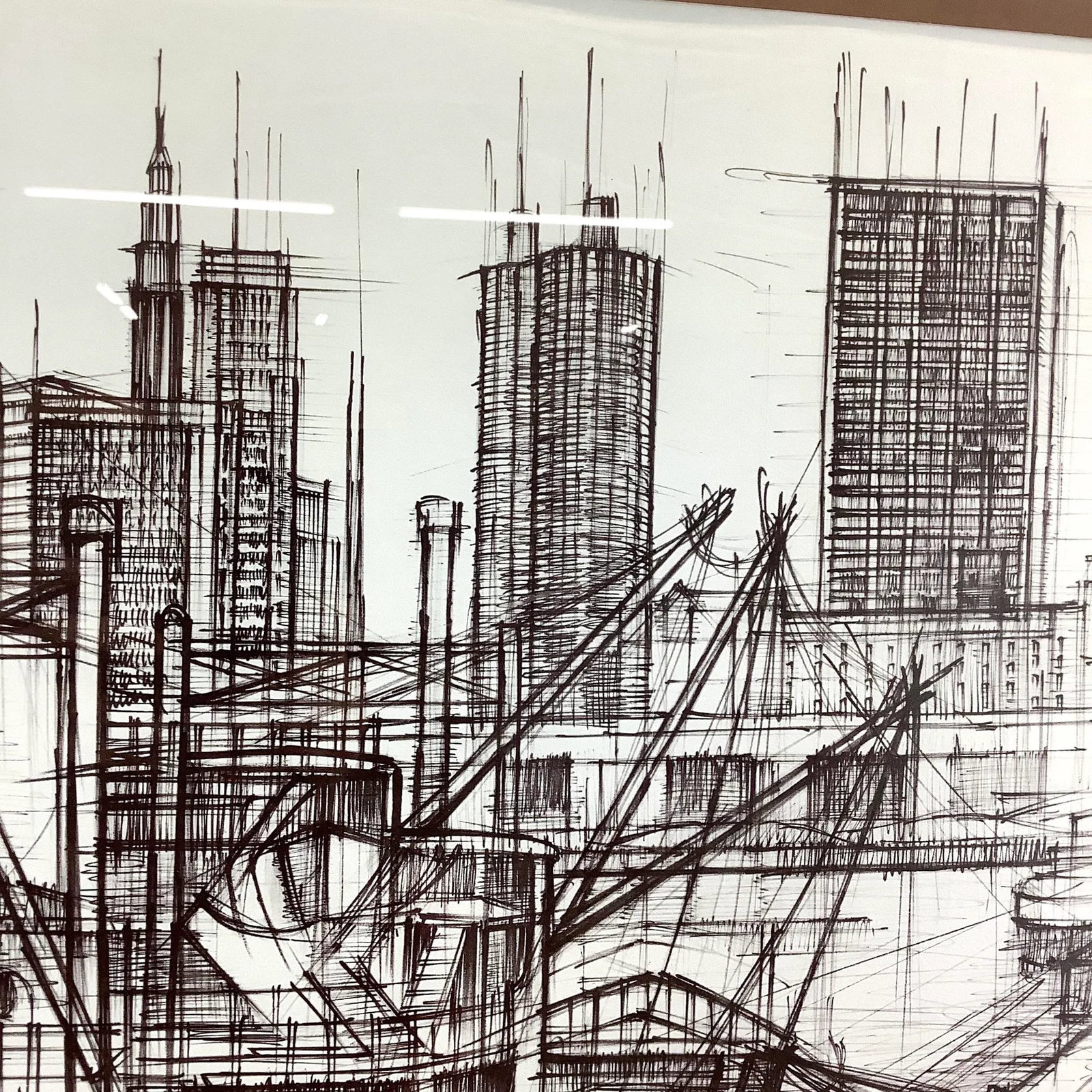 Vintage Nautical Cityscape Lithograph Signed Nivelle - 6