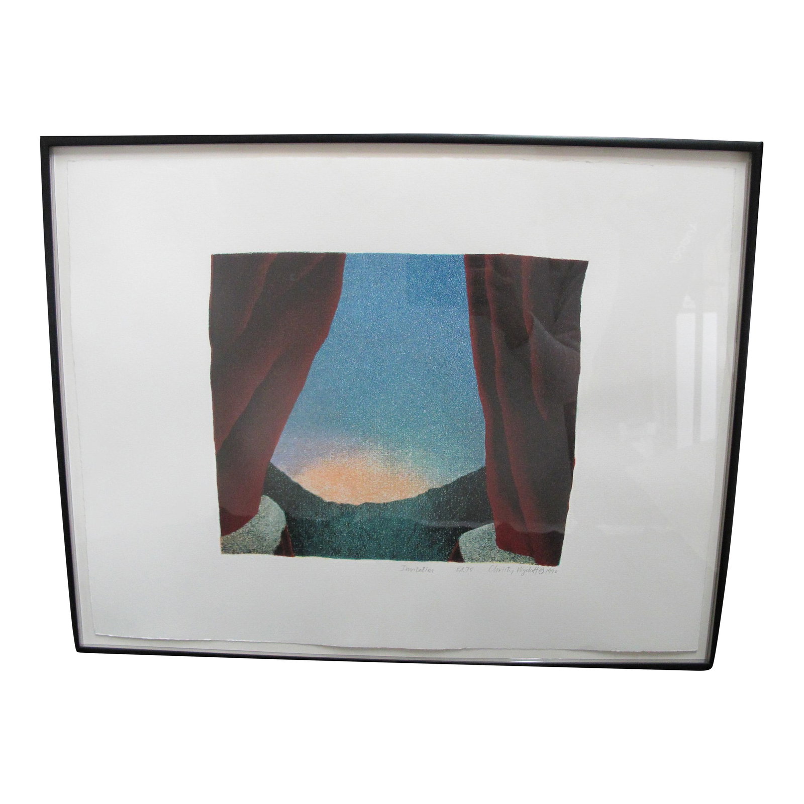 Christy Wyckoff Pacific Nw Signed Framed Limited Edition Screen Print Invitation: Christy Wyckoff (American/Portland, Oregon, 1946) framed limited edition screen print titled 'Invitation' Titled, limited edition 75, signed, and dated 1990 at lower right in pencil. Excellent conditi
