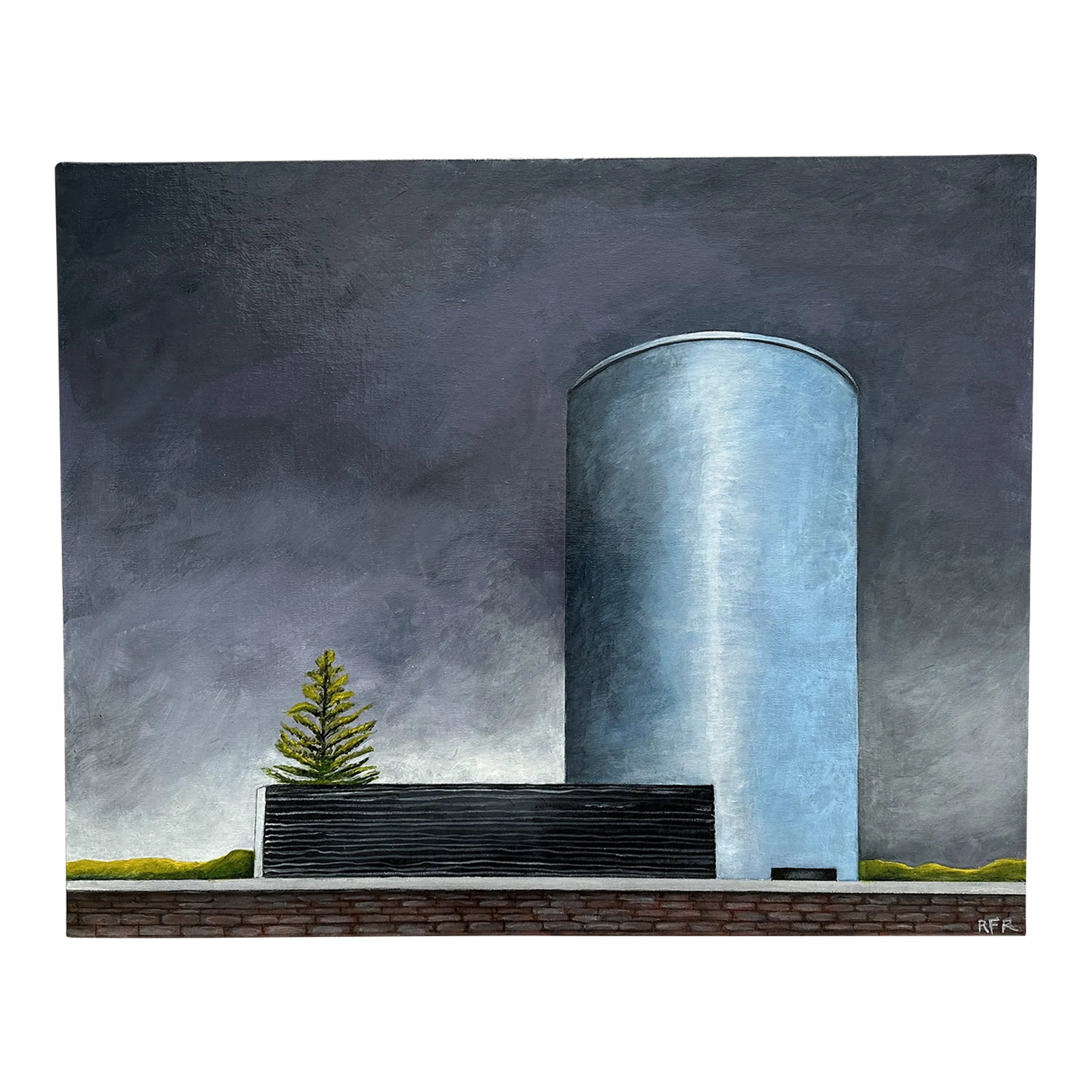 2022 "Anna's Tower" Rustic Architectural Landscape Original Print by Roxanne Ritzel: "Anna's Tower" is an archival print made from an original acrylic painting. It is printed on archival paper with Epson inks. Condition: Imperfections: No Imperfections Origin: United States Materials 