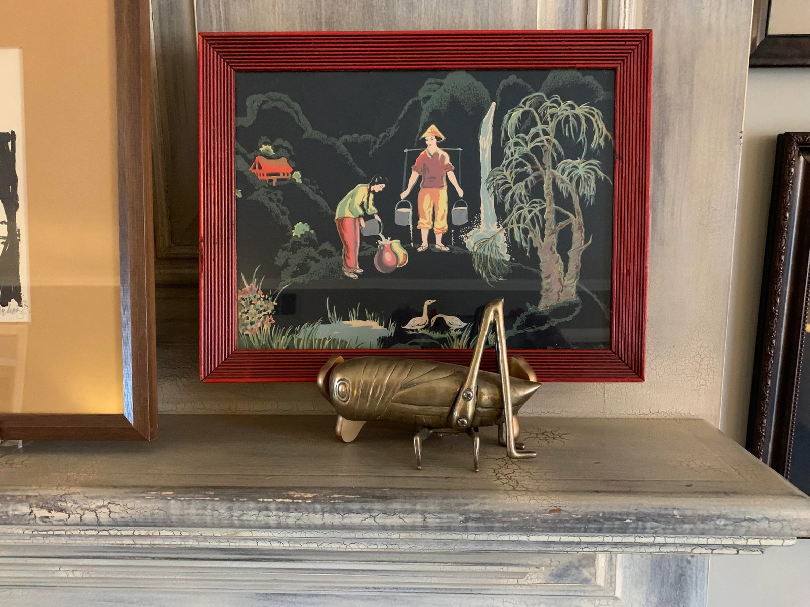 1950s Asian Figurative Landscape Print, Framed - 5