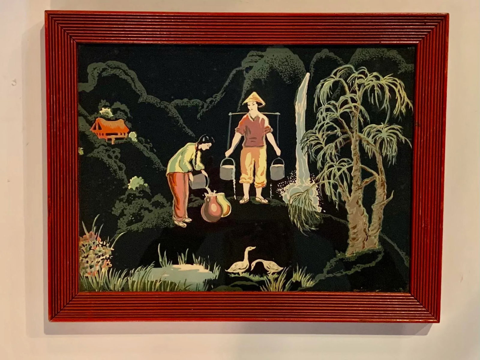 1950s Asian Figurative Landscape Print, Framed - 8