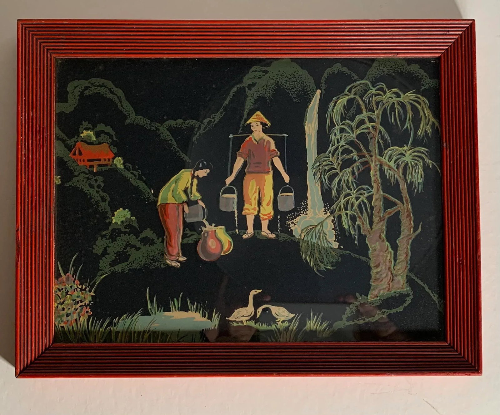 1950s Asian Figurative Landscape Print, Framed - 9