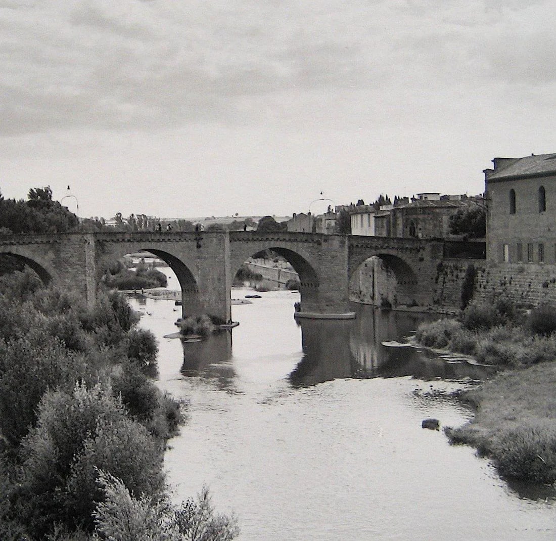 European Bridge Over Water 1960s Black and White Photograph - 2