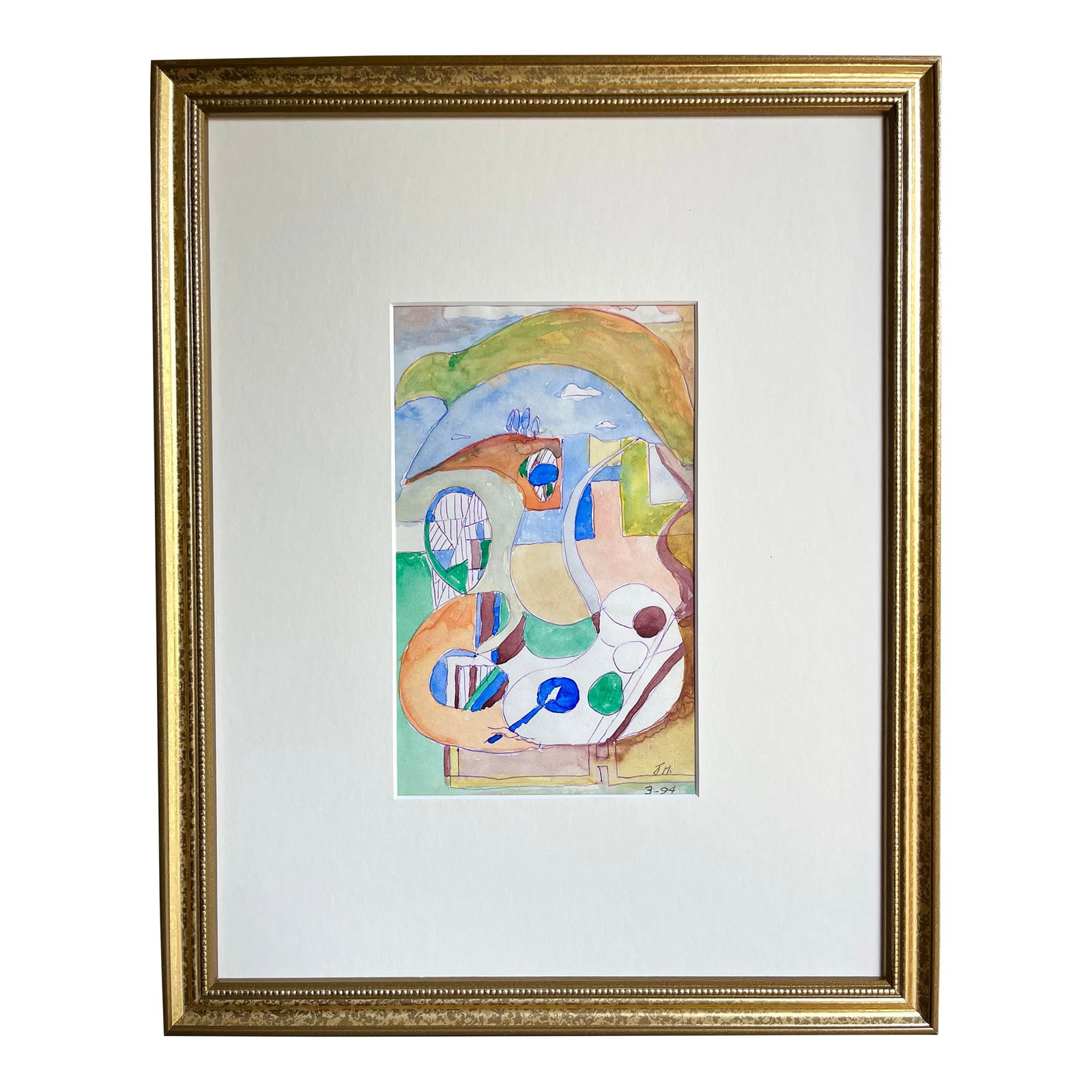 Vintage Modernist Abstract Landscape Drawing by Jewel Haley (1 of 6)