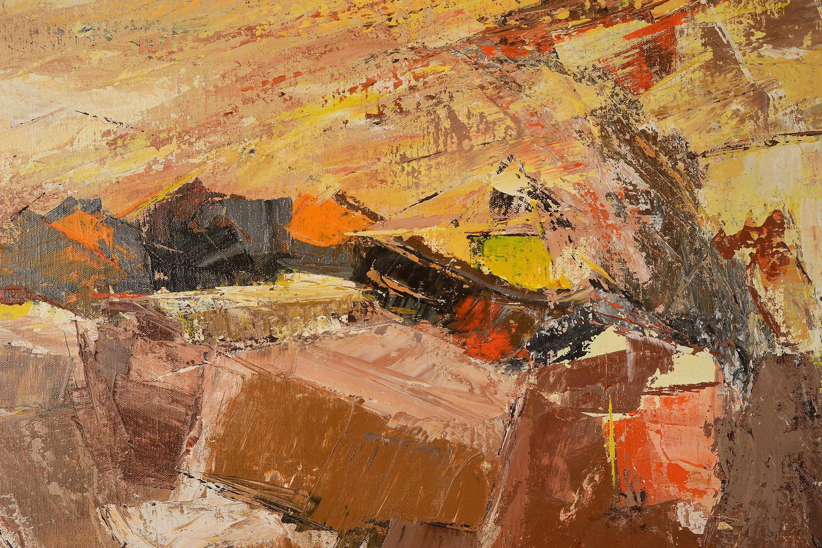 1960s "Cliffside" Modernist Abstract Landscape Oil Painting, Framed - 10