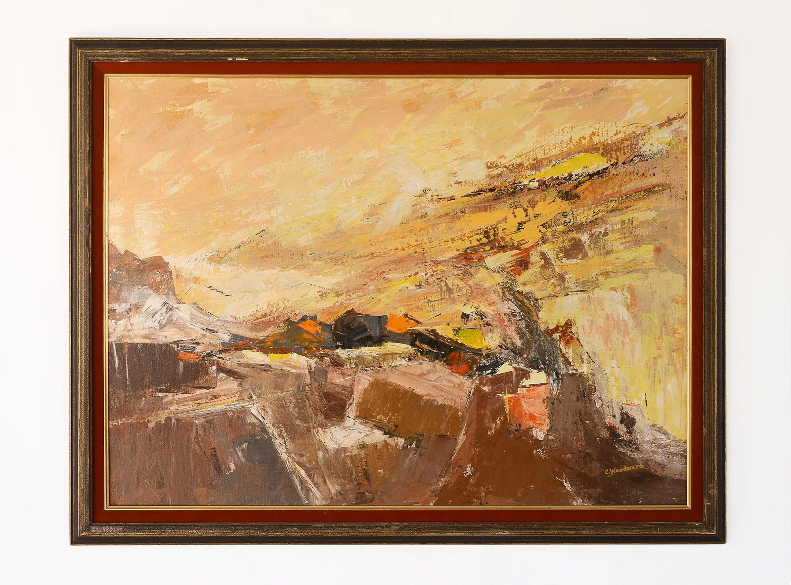 1960s "Cliffside" Modernist Abstract Landscape Oil Painting, Framed - 13