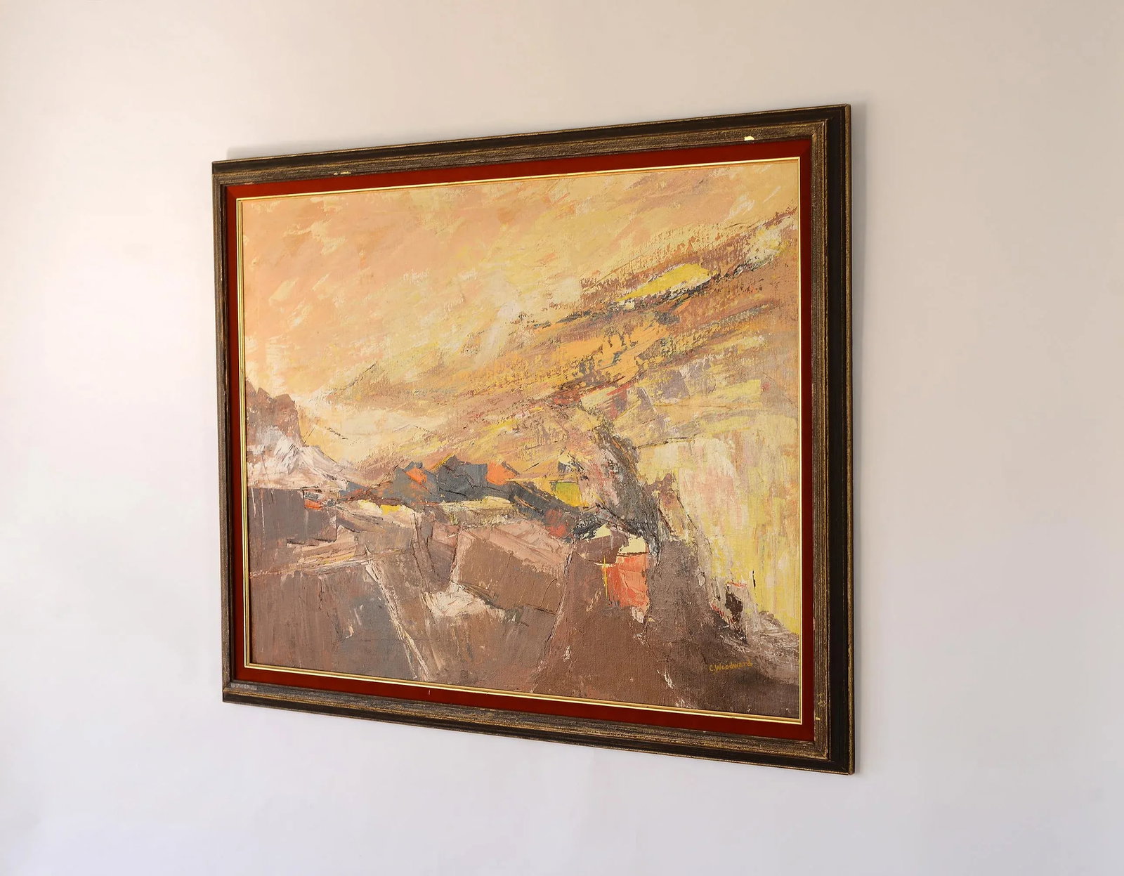 1960s "Cliffside" Modernist Abstract Landscape Oil Painting, Framed - 5