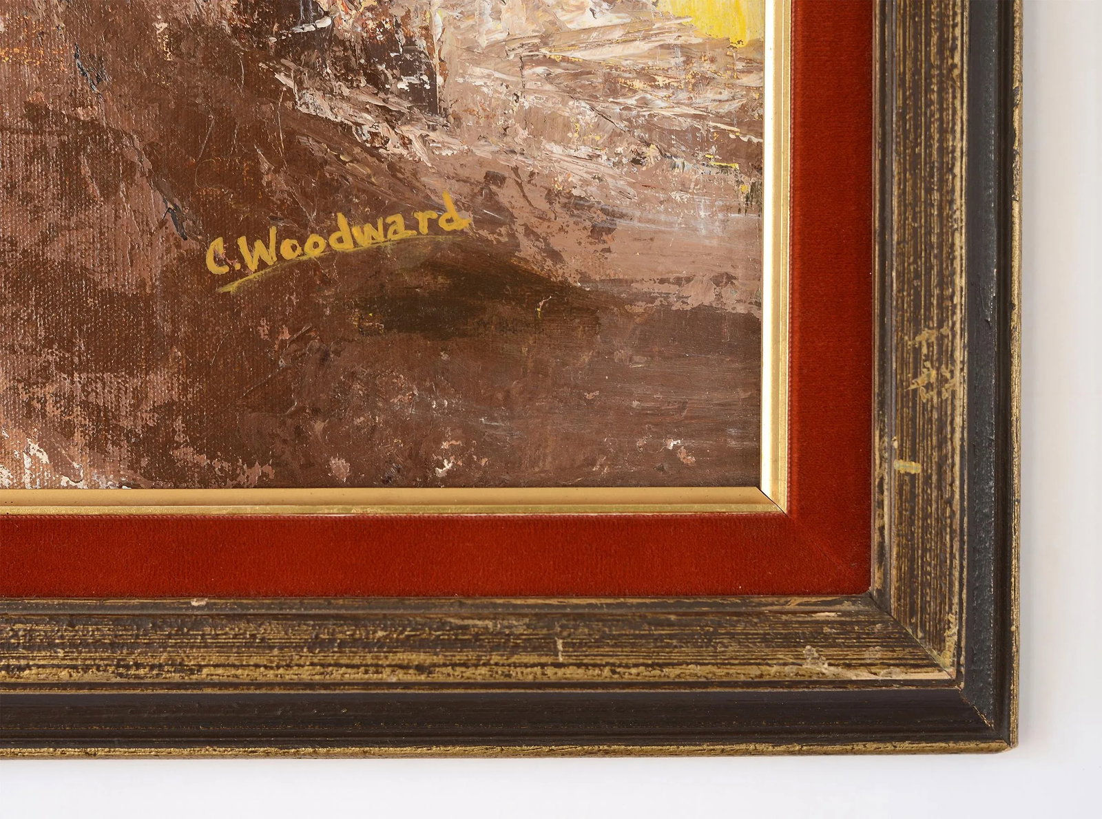 1960s "Cliffside" Modernist Abstract Landscape Oil Painting, Framed - 8