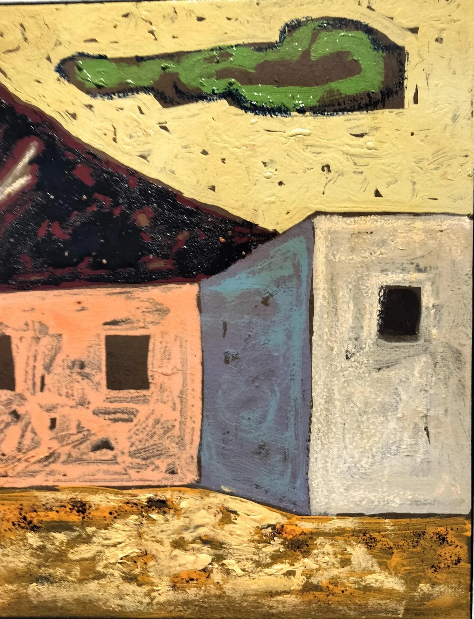 "Santa Fe" Painting of Adobe Homes by Jacques Lamy - 4