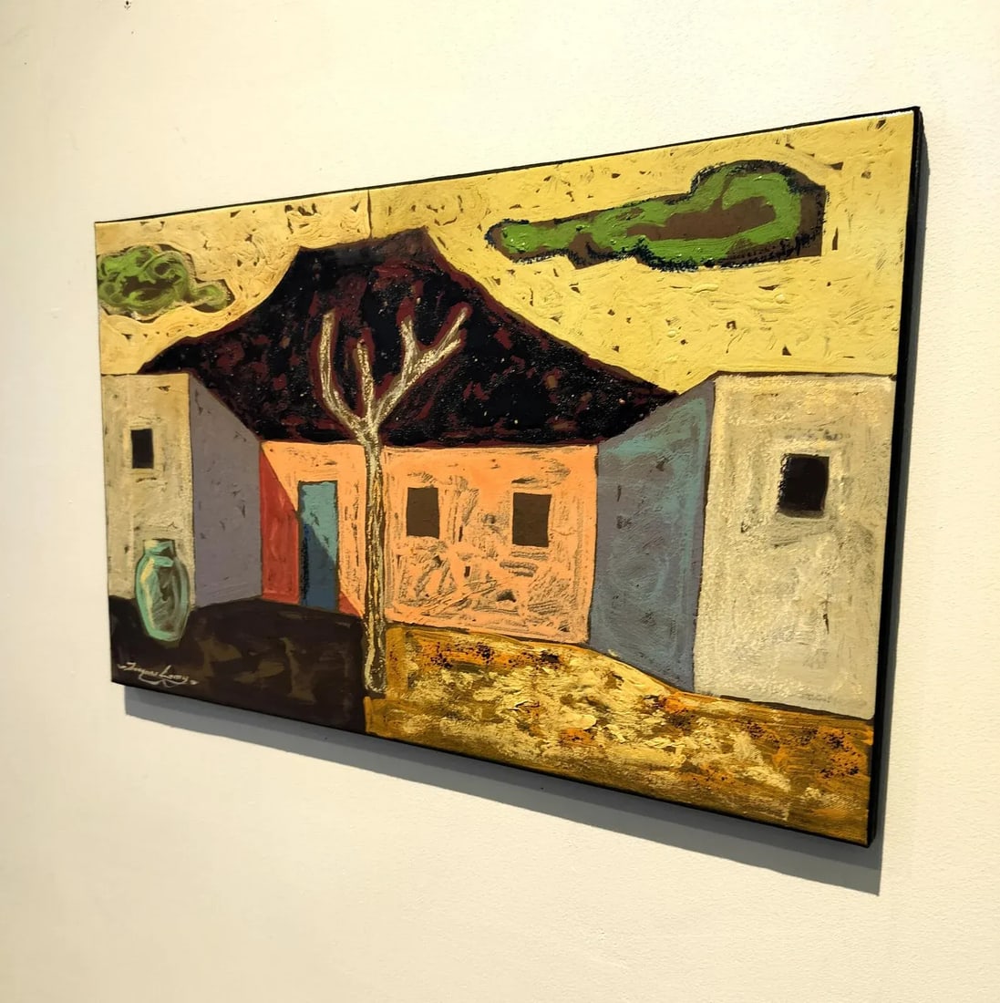 "Santa Fe" Painting of Adobe Homes by Jacques Lamy - 5