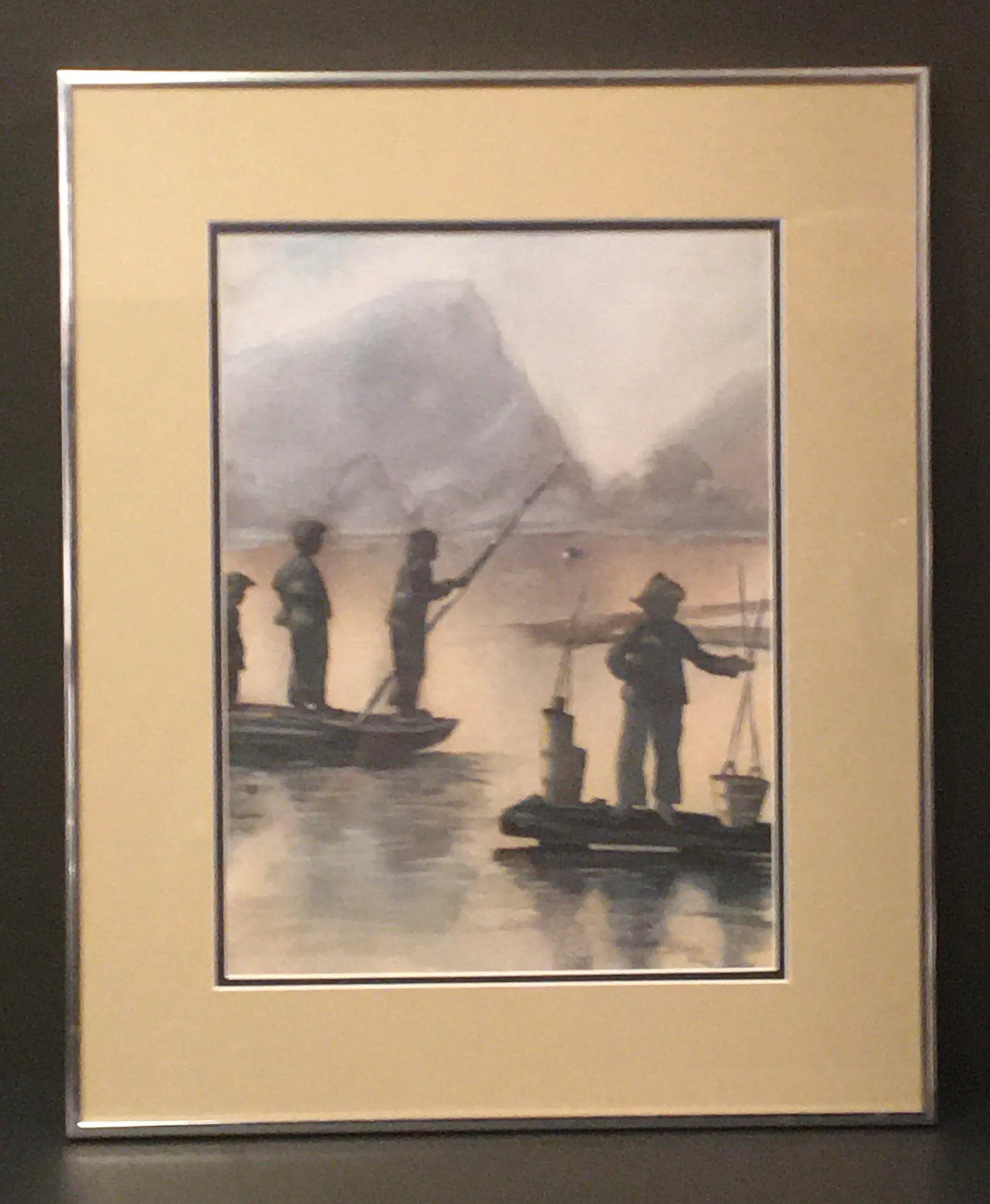 Vintage "Li River China" Watercolor Painting by Molly Rice, Framed - 11