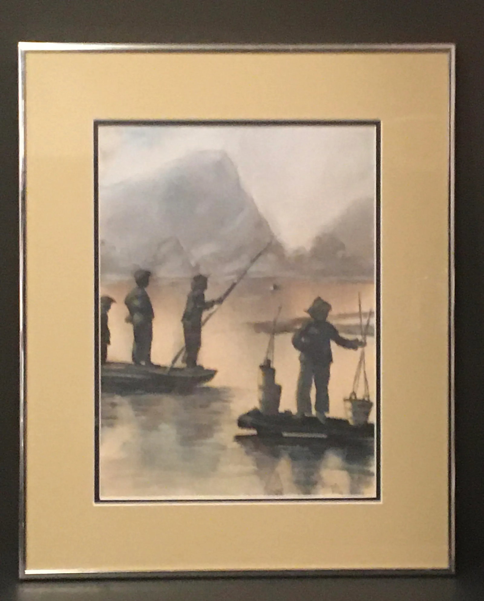 Vintage "Li River China" Watercolor Painting by Molly Rice, Framed - 13