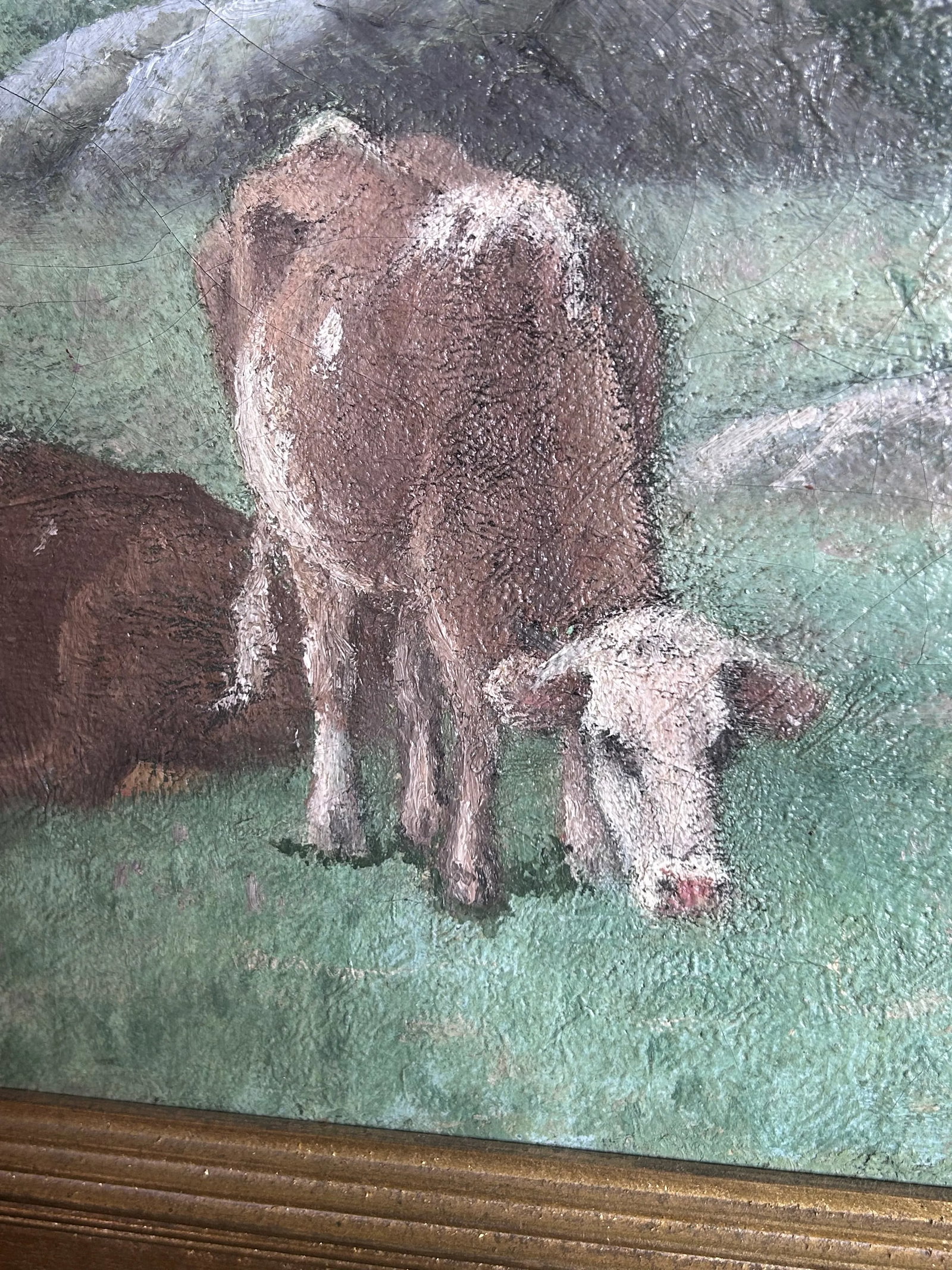 Antique Oil Painting of Cows by J. F. Rock - 2