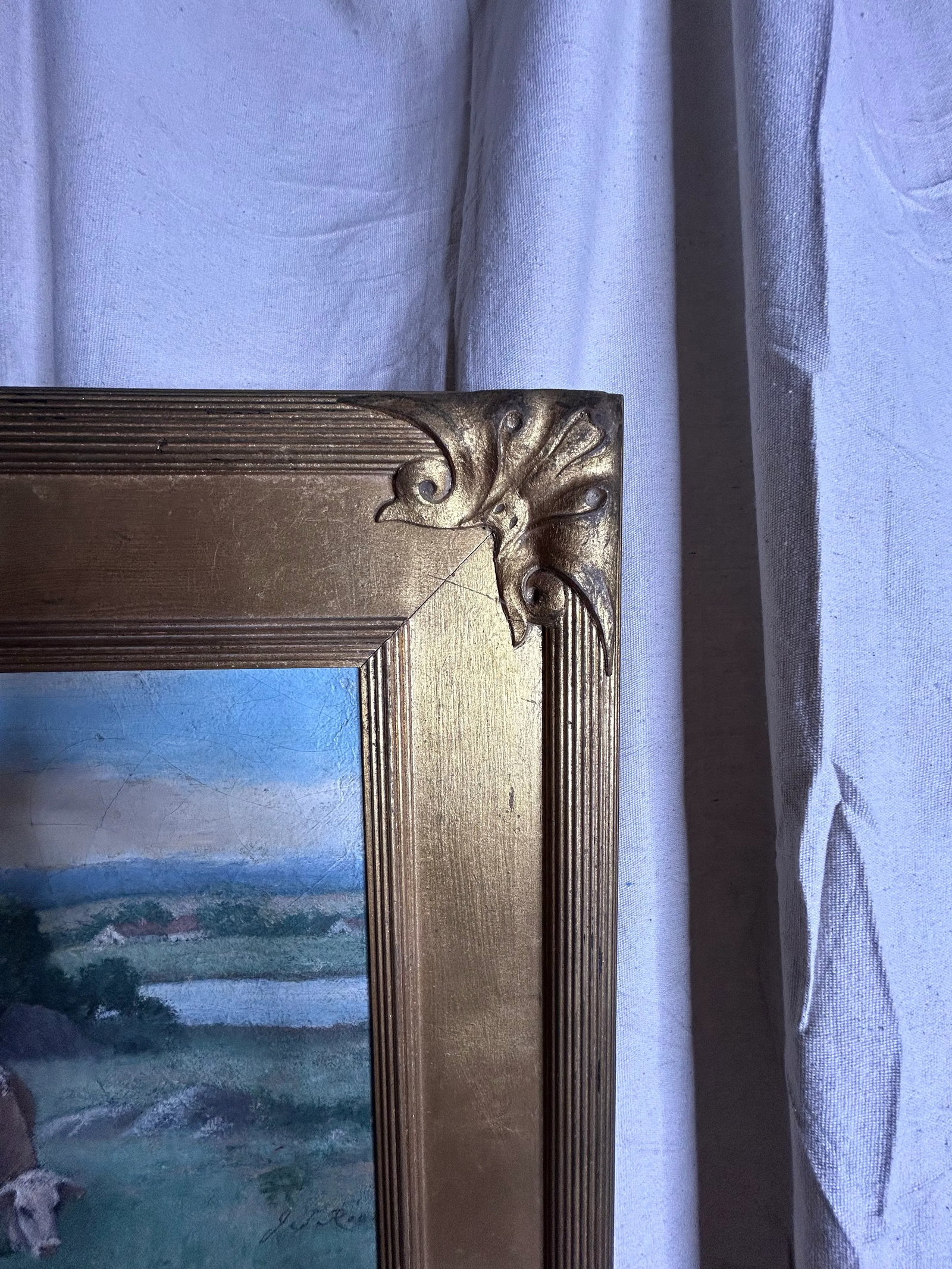Antique Oil Painting of Cows by J. F. Rock - 8