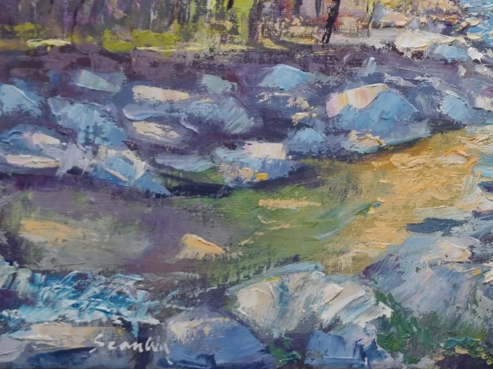 Original Impressionist Oil Painting, Autumn Stream - 2