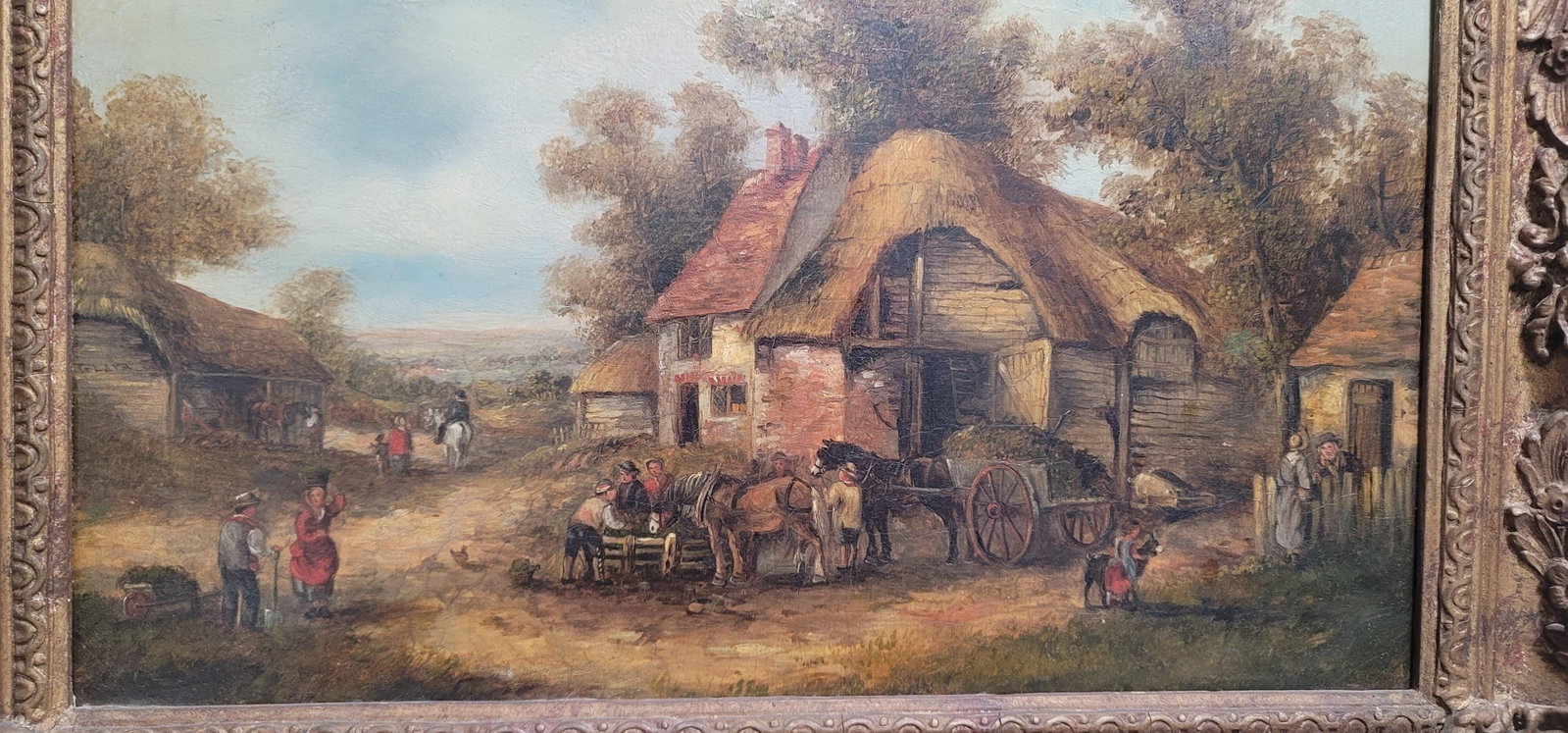 Antique English Original Landscape Oil Painting Georgina Lara 19th Century Gold Frame - 10