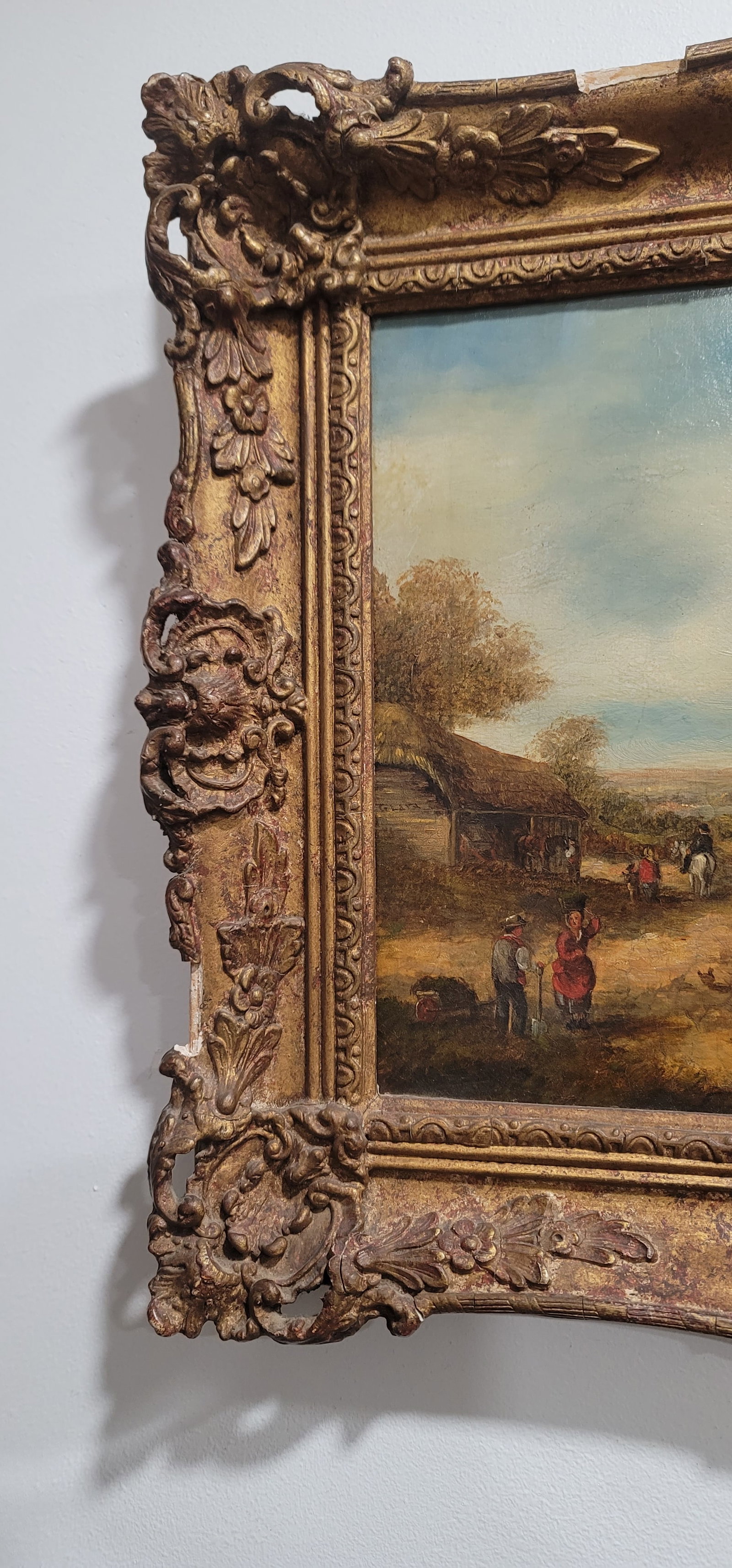 Antique English Original Landscape Oil Painting Georgina Lara 19th Century Gold Frame - 12