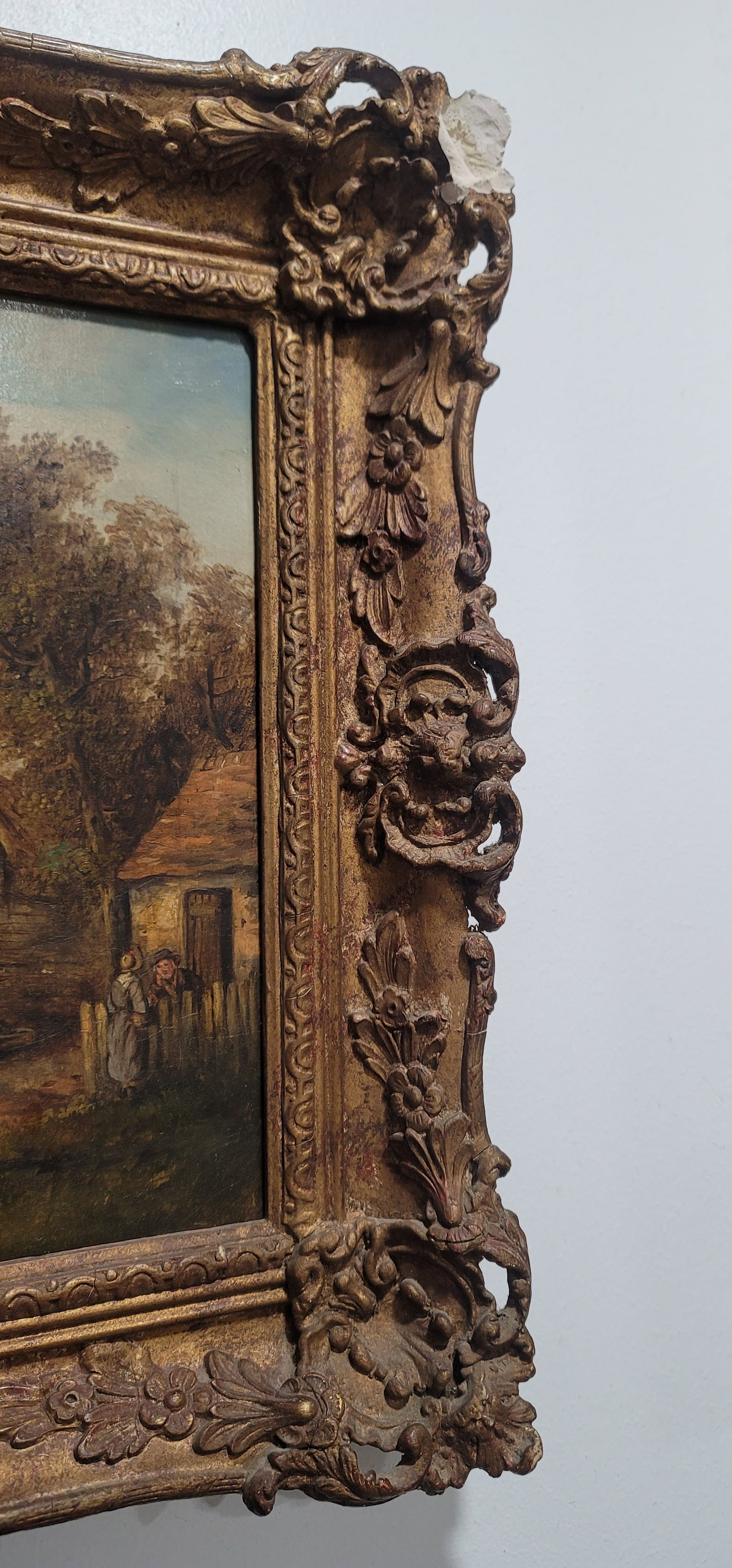 Antique English Original Landscape Oil Painting Georgina Lara 19th Century Gold Frame - 2