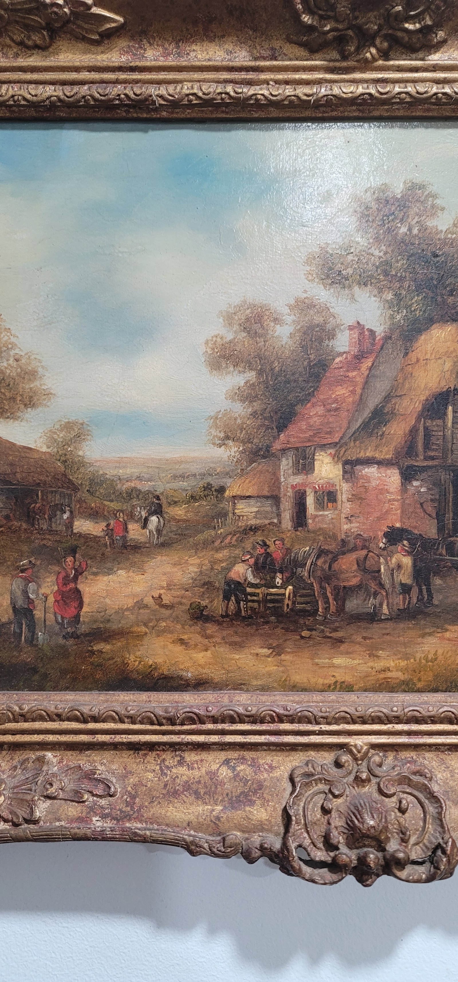 Antique English Original Landscape Oil Painting Georgina Lara 19th Century Gold Frame - 3