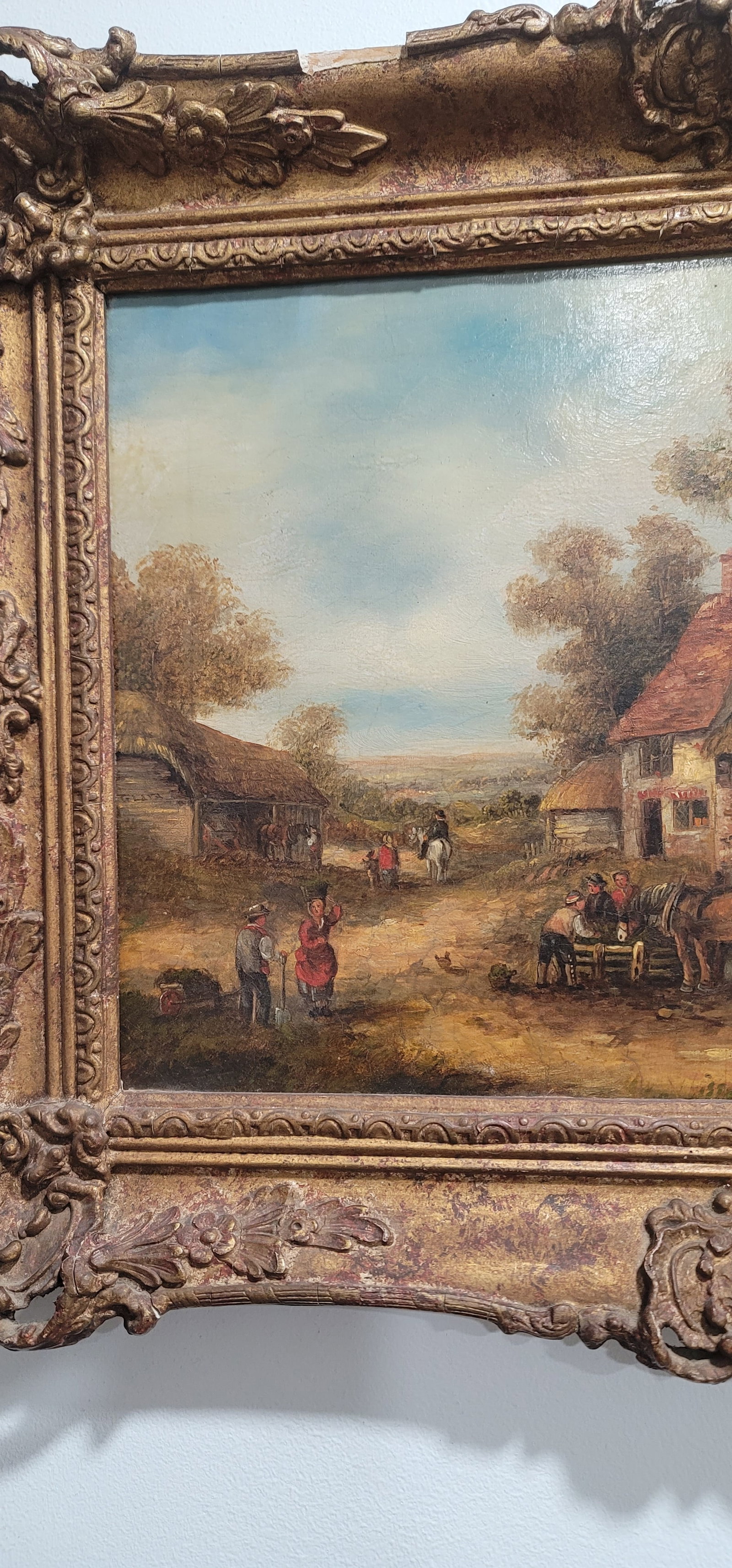 Antique English Original Landscape Oil Painting Georgina Lara 19th Century Gold Frame - 4