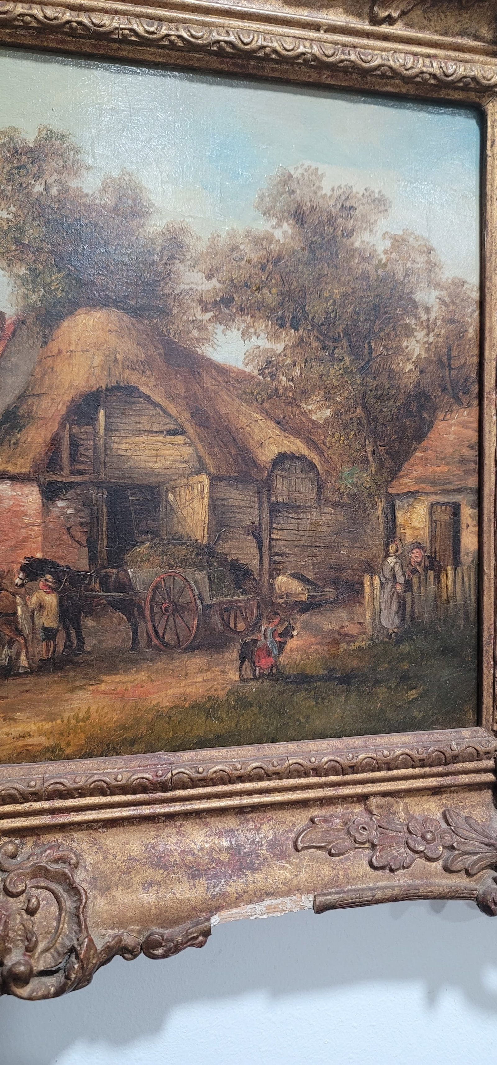 Antique English Original Landscape Oil Painting Georgina Lara 19th Century Gold Frame - 5