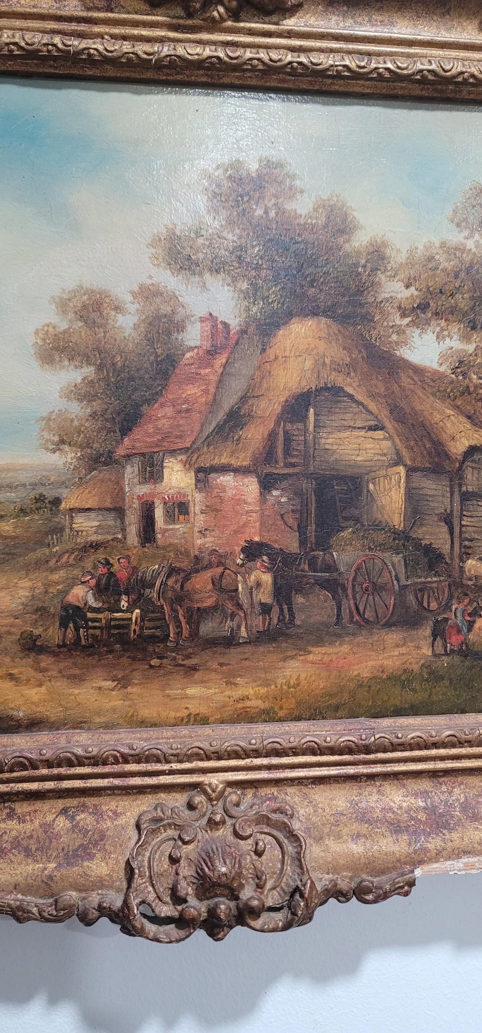 Antique English Original Landscape Oil Painting Georgina Lara 19th Century Gold Frame - 7