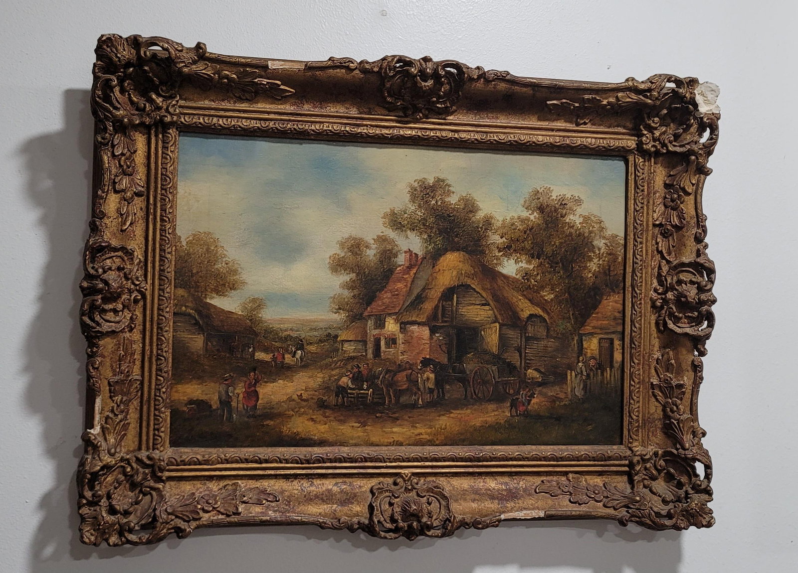 Antique English Original Landscape Oil Painting Georgina Lara 19th Century Gold Frame - 8