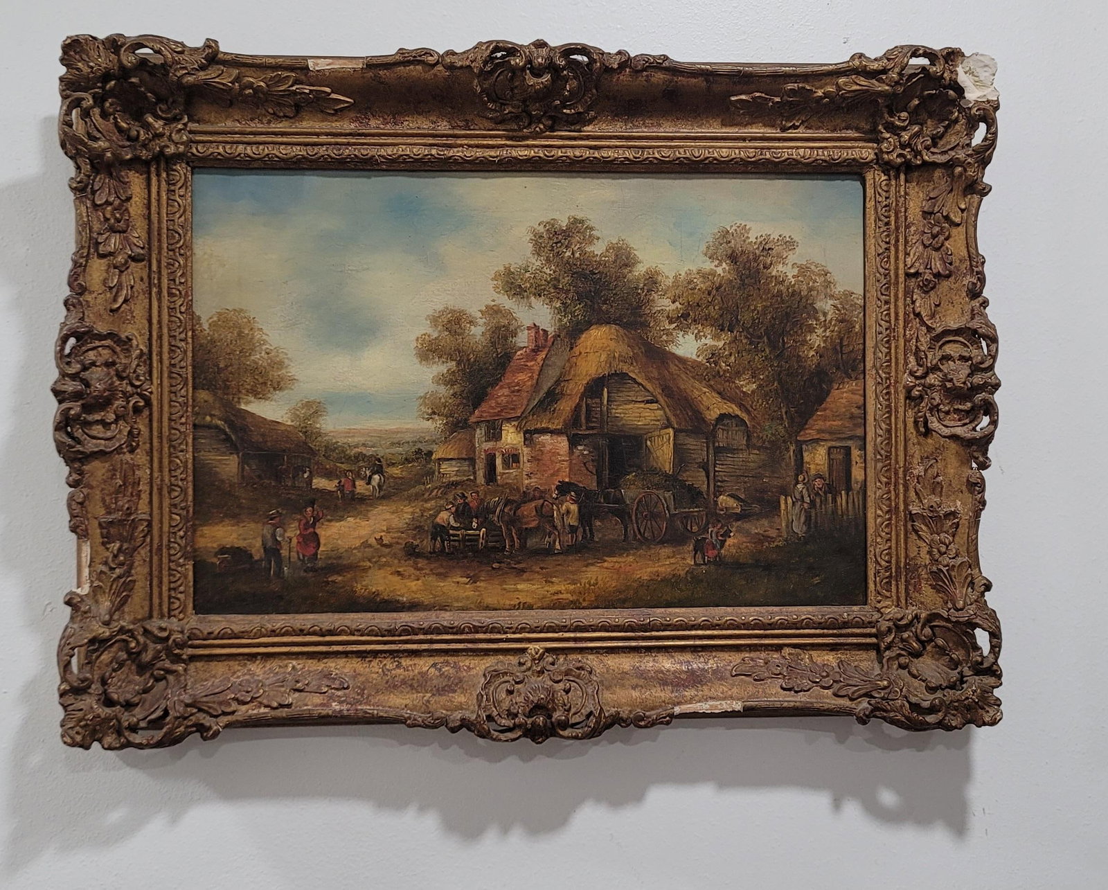Antique English Original Landscape Oil Painting Georgina Lara 19th Century Gold Frame - 9