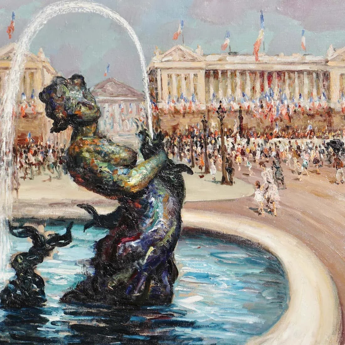 1948 "Place De la Concorde" Cityscape Oil Painting by Marcel Dyf, Framed - 3