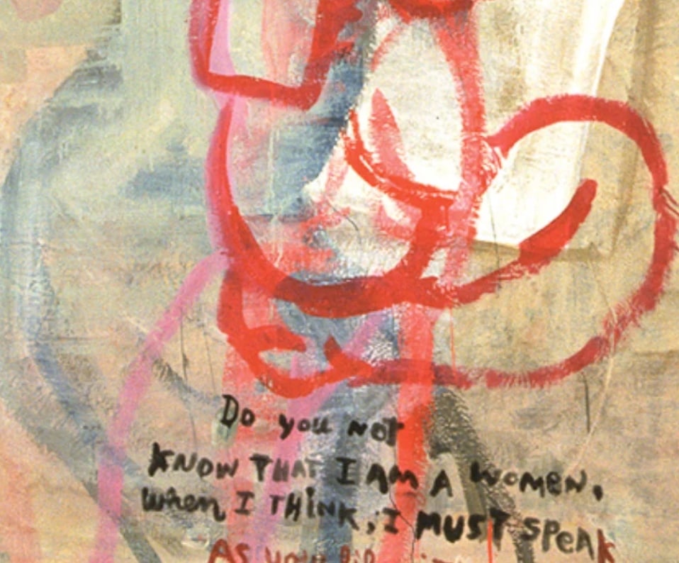 1990s Do You Not Know I Am Woman by Patricia Zinsmeister Parker Painting - 3
