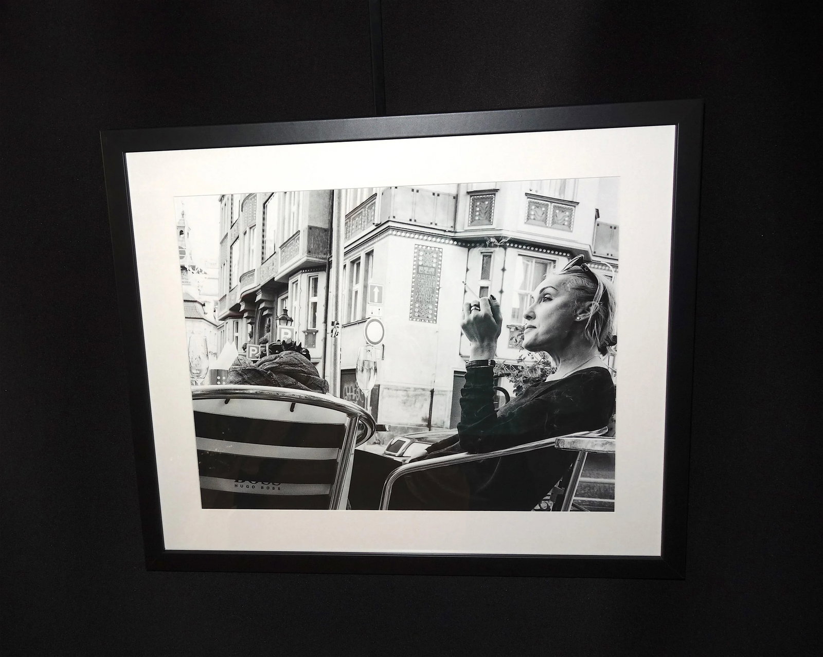 "Prague Cafe 2015" Contemporary Black and White Photograph by David Rubin, Framed - 10