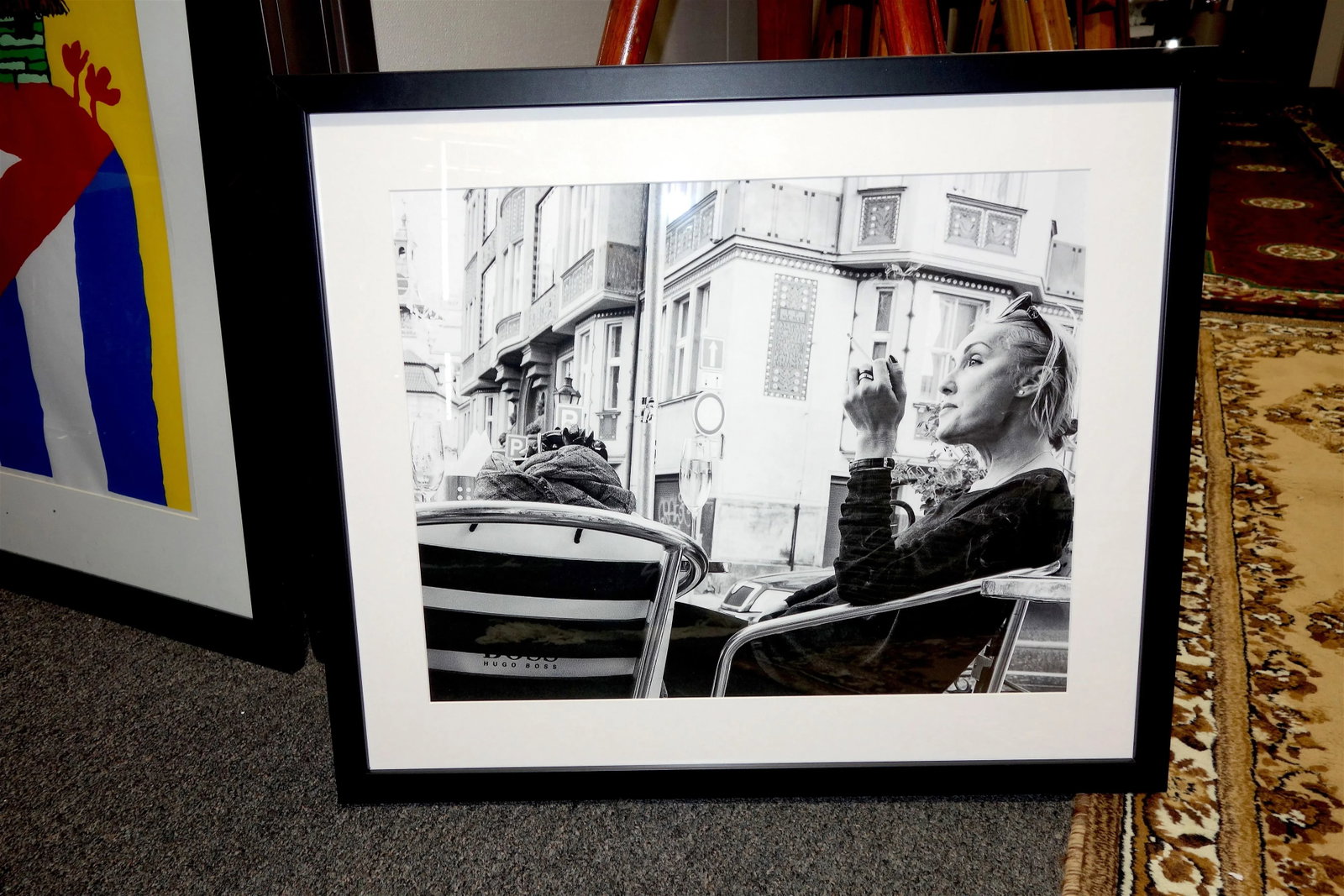 "Prague Cafe 2015" Contemporary Black and White Photograph by David Rubin, Framed - 4
