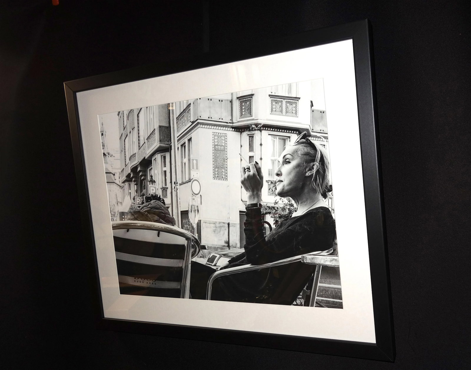 "Prague Cafe 2015" Contemporary Black and White Photograph by David Rubin, Framed - 5