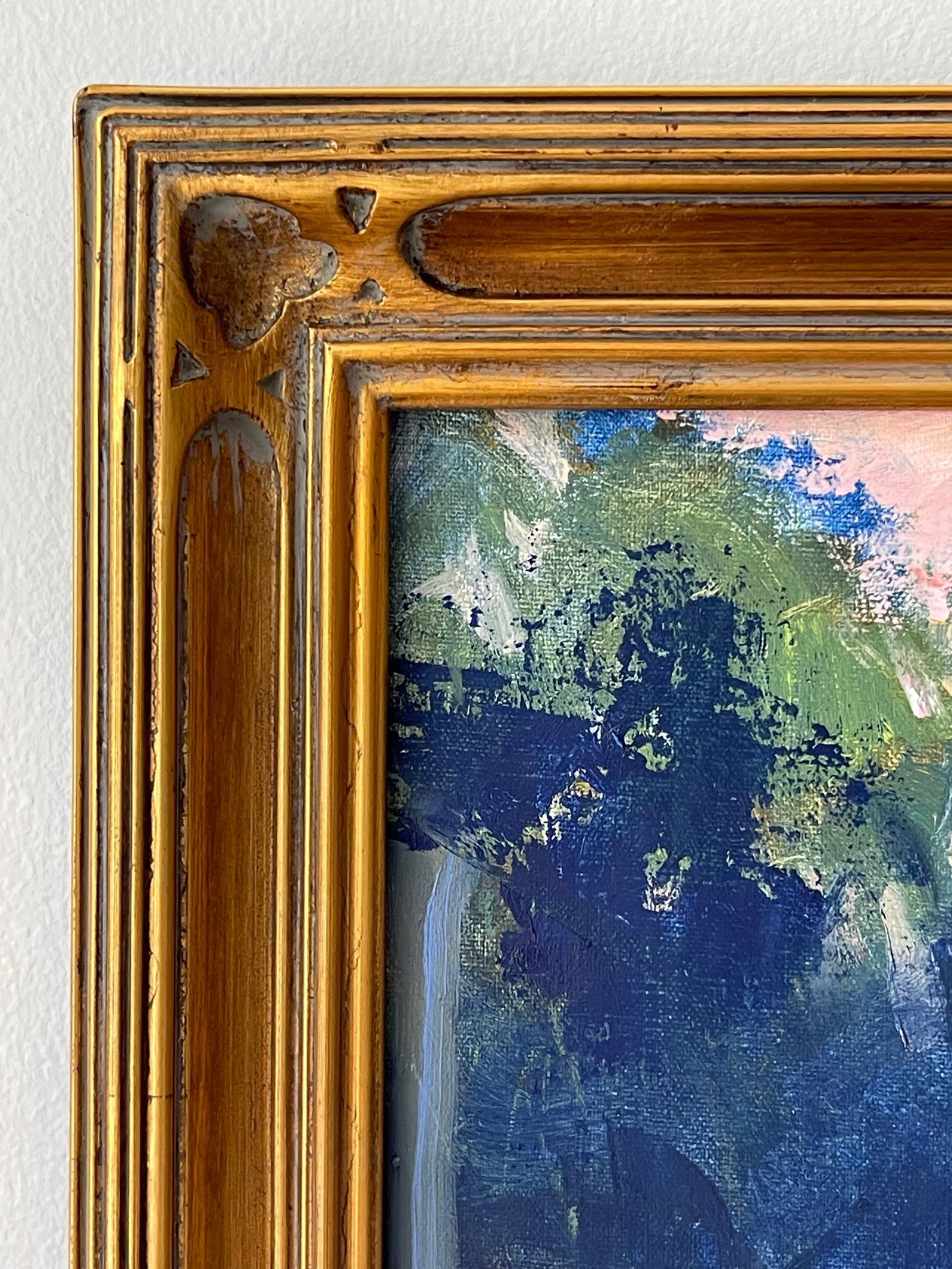 Late 20th Century Pair Modern Impressionist Oil Paintings of Garden by Day & Garden at Dusk, Framed - 4