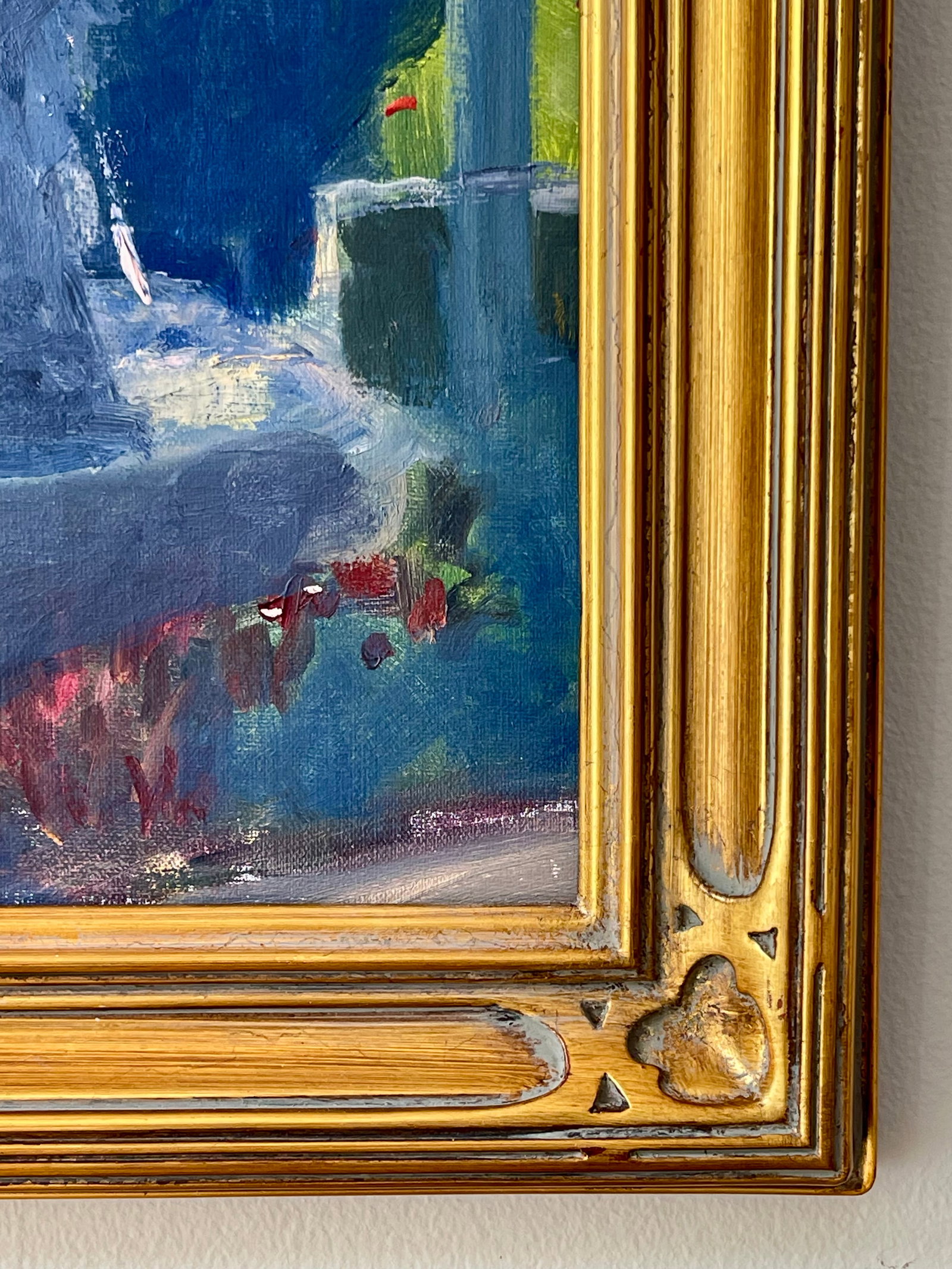 Late 20th Century Pair Modern Impressionist Oil Paintings of Garden by Day & Garden at Dusk, Framed - 6