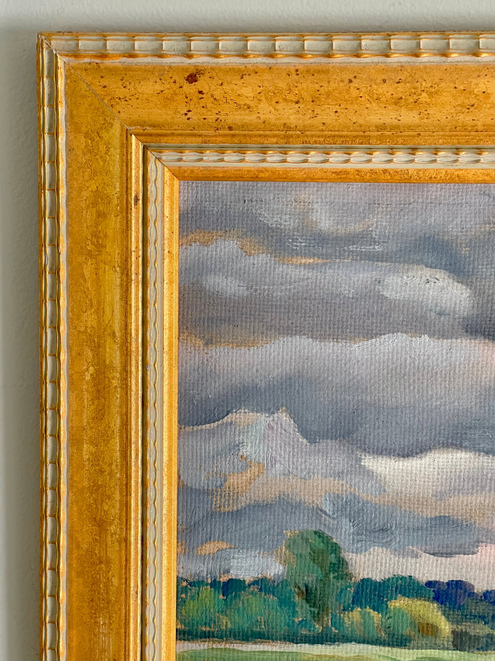 Vintage Original Oil Painting Landscape With Rolling Storm Clouds, 1997 - 3
