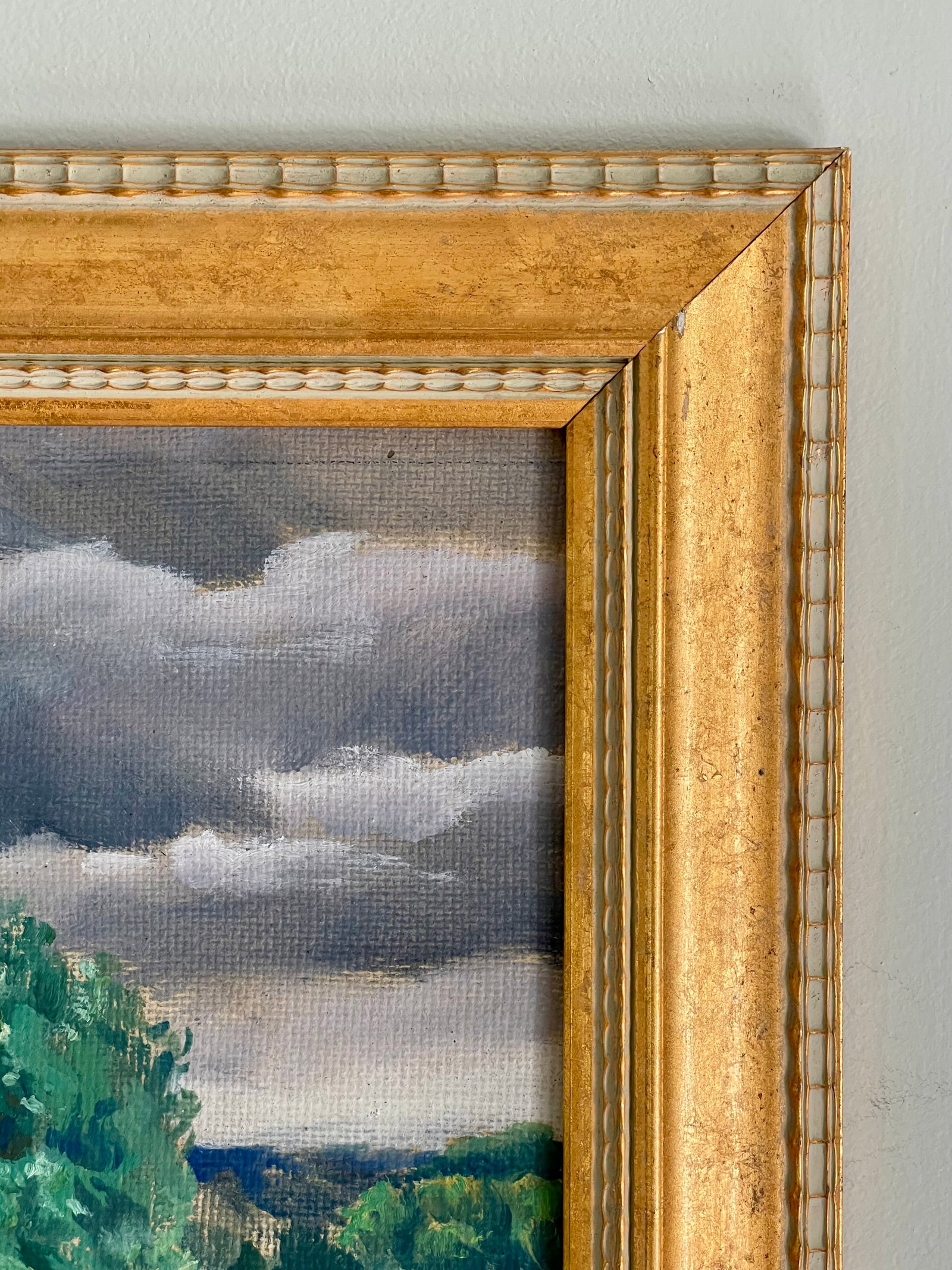 Vintage Original Oil Painting Landscape With Rolling Storm Clouds, 1997 - 4