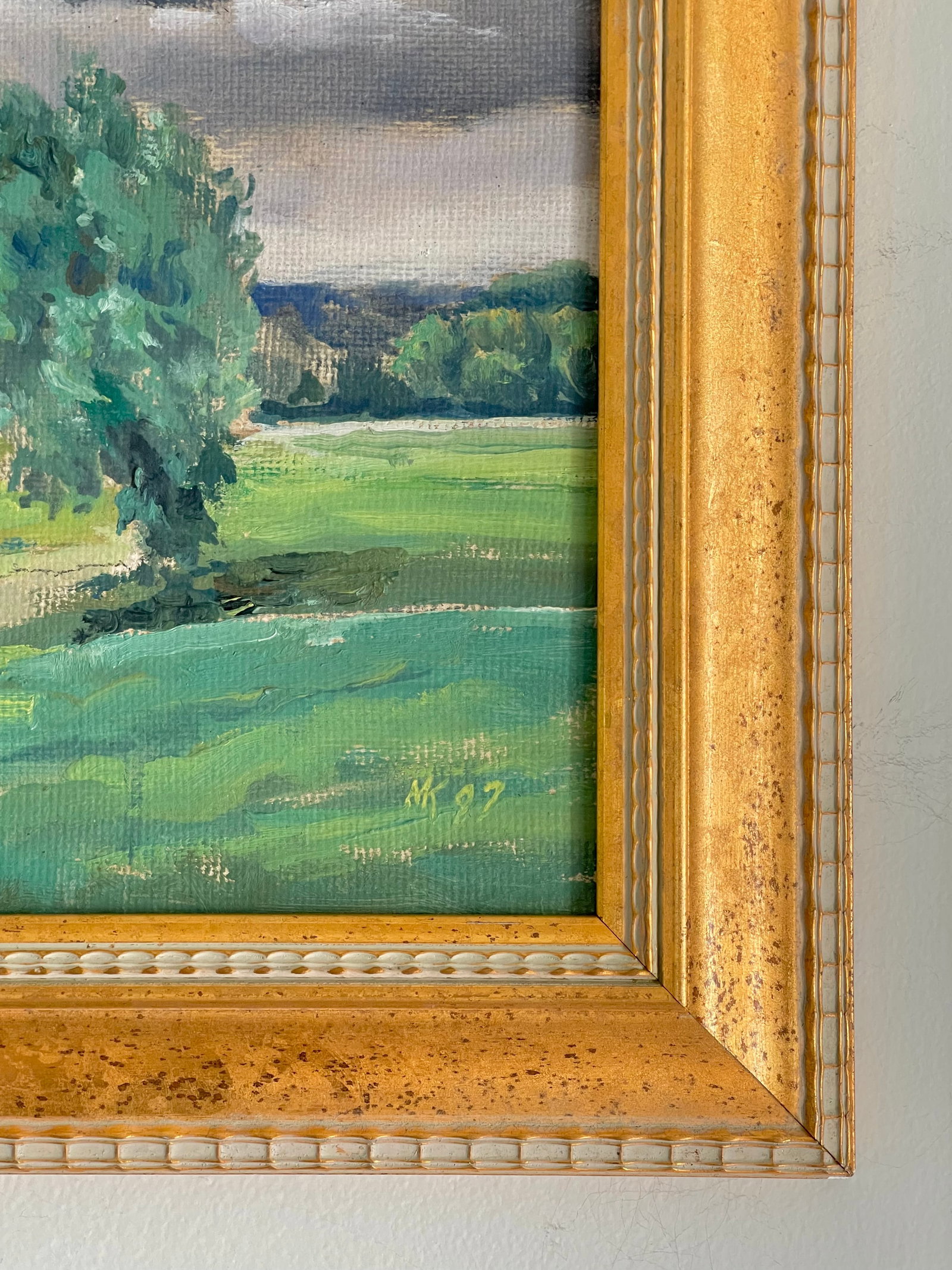 Vintage Original Oil Painting Landscape With Rolling Storm Clouds, 1997 - 5