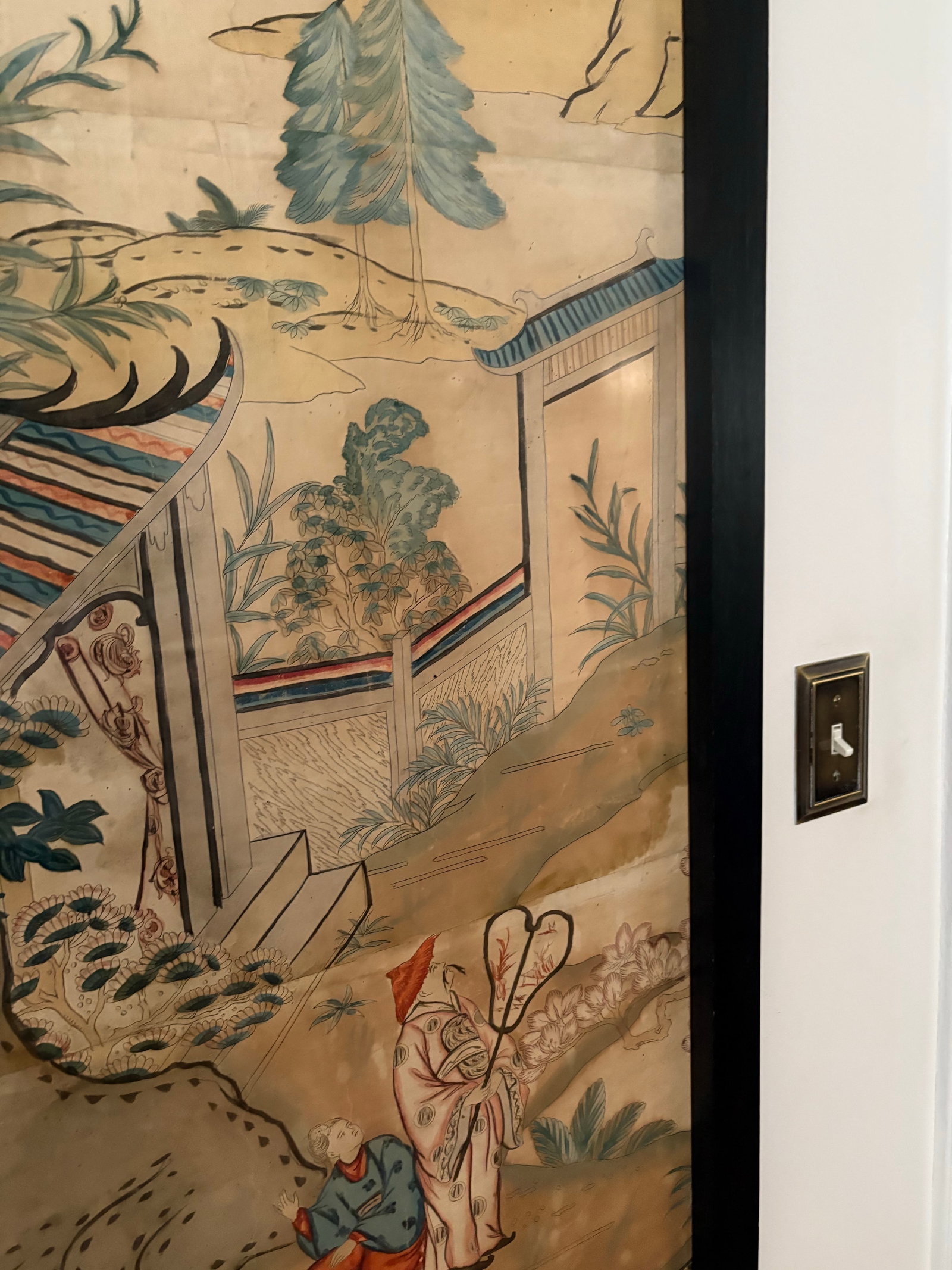 20th Century Chinoiserie Pigment on Paper Panel, Framed - 8