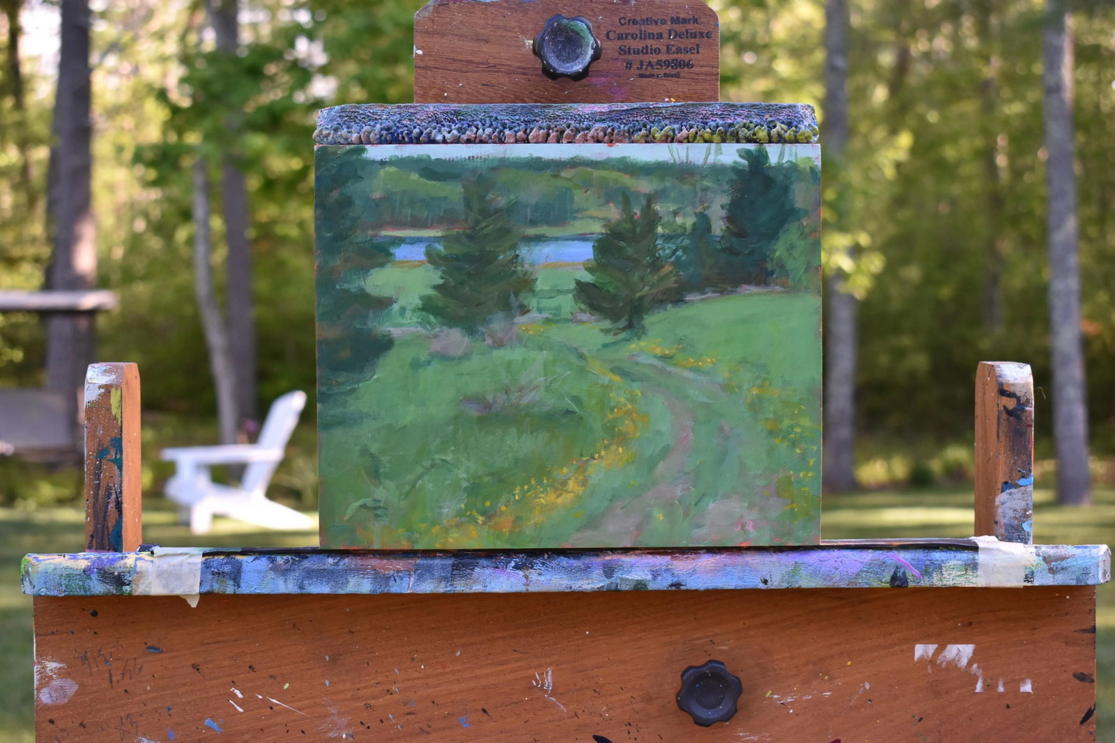 "Buttercup Lined Path" Contemporary Plein Air Acrylic Painting by Stephen Remick - 3