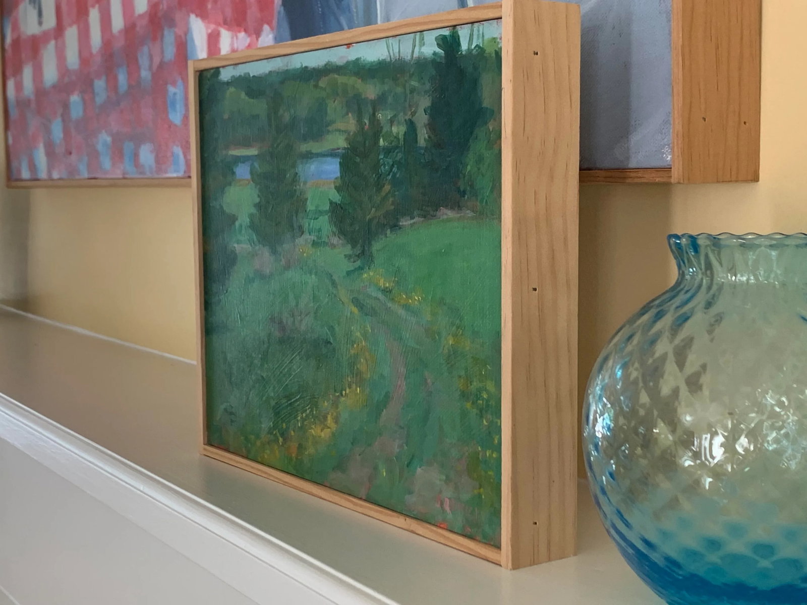 "Buttercup Lined Path" Contemporary Plein Air Acrylic Painting by Stephen Remick - 4