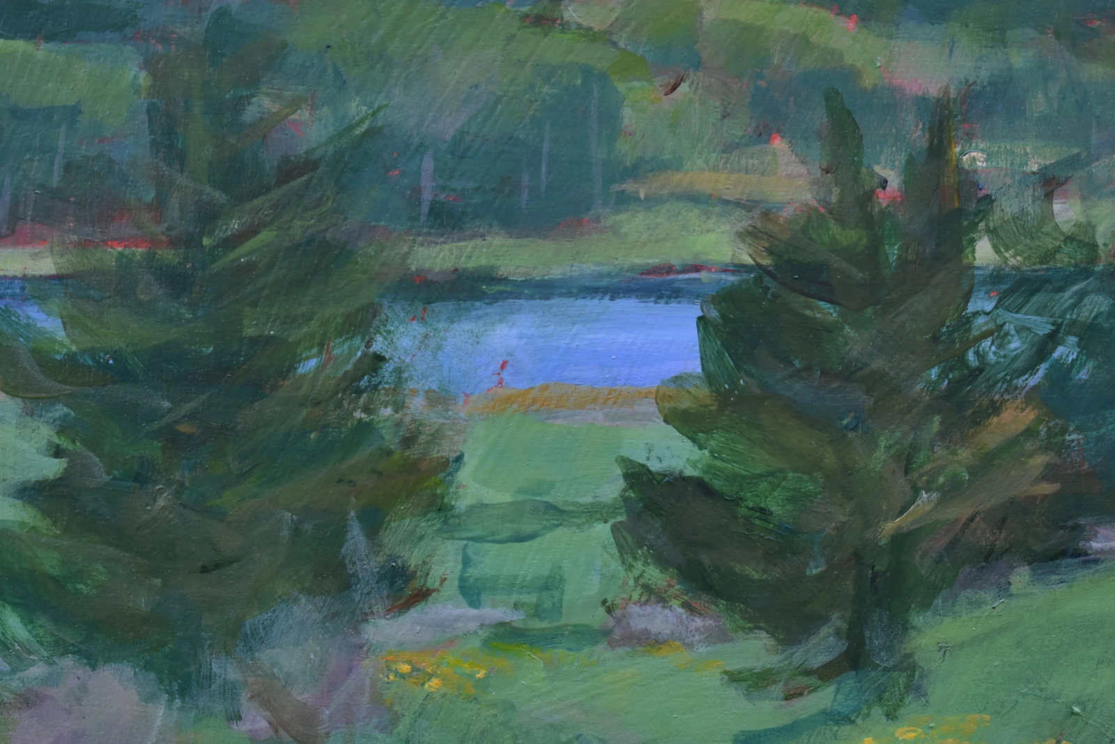 "Buttercup Lined Path" Contemporary Plein Air Acrylic Painting by Stephen Remick - 8