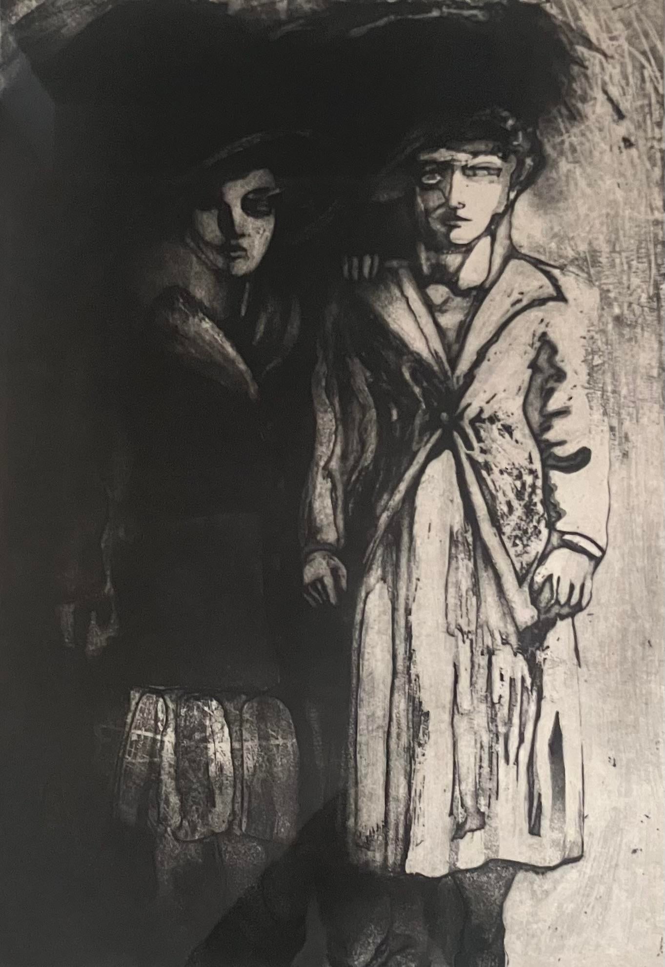 1950s Paris Les Juene Filles/the Young Women, French Black & White Lithograph by Robert Bertrand, Fr - 2