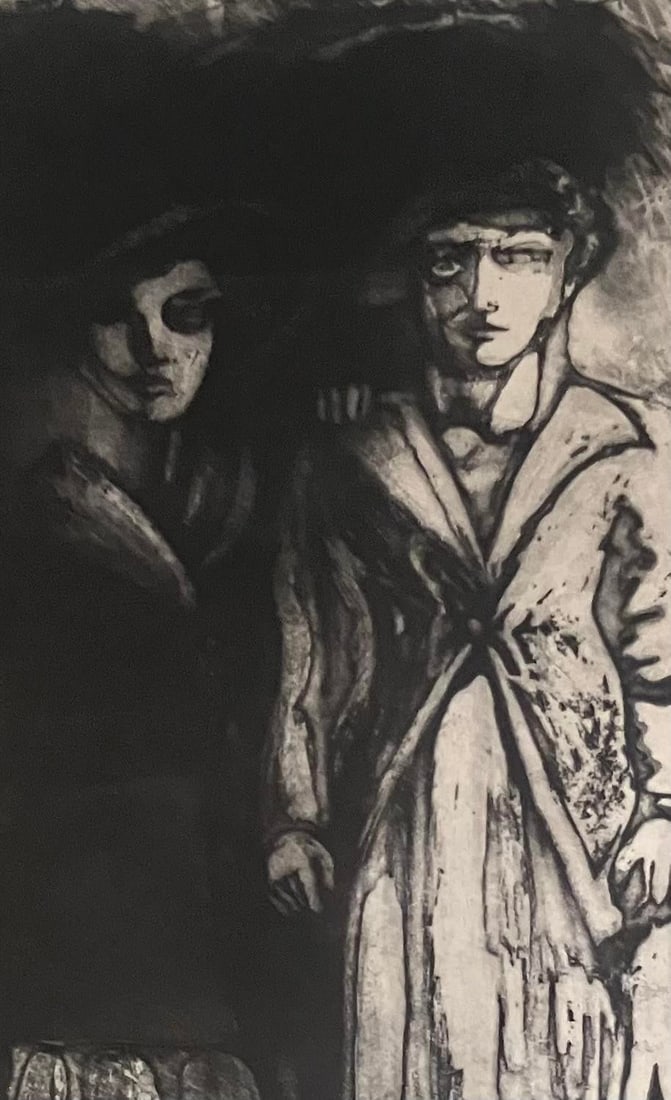 1950s Paris Les Juene Filles/the Young Women, French Black & White Lithograph by Robert Bertrand, Fr - 3