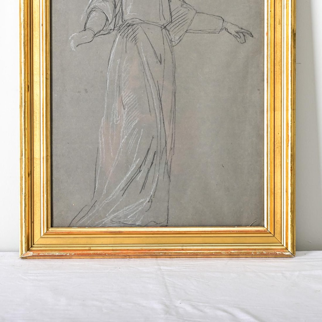 French Vintage Framed Charcoal Figure Study - 2