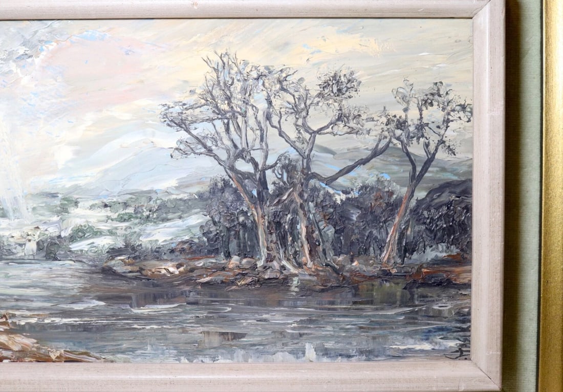 Vintage Heinz Stoecker Storm Landscape Abstract Expressionism Oil Painting Board - 5