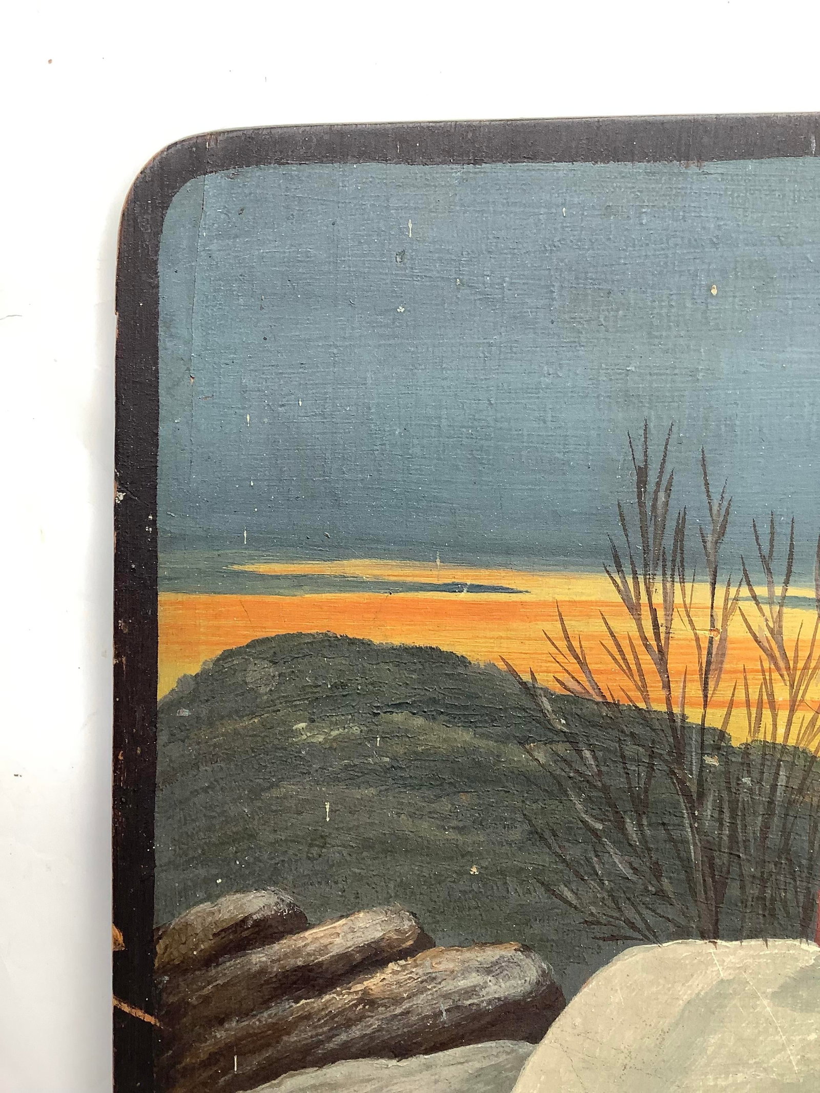 Antique Painted Palette With House in the Snow - 2