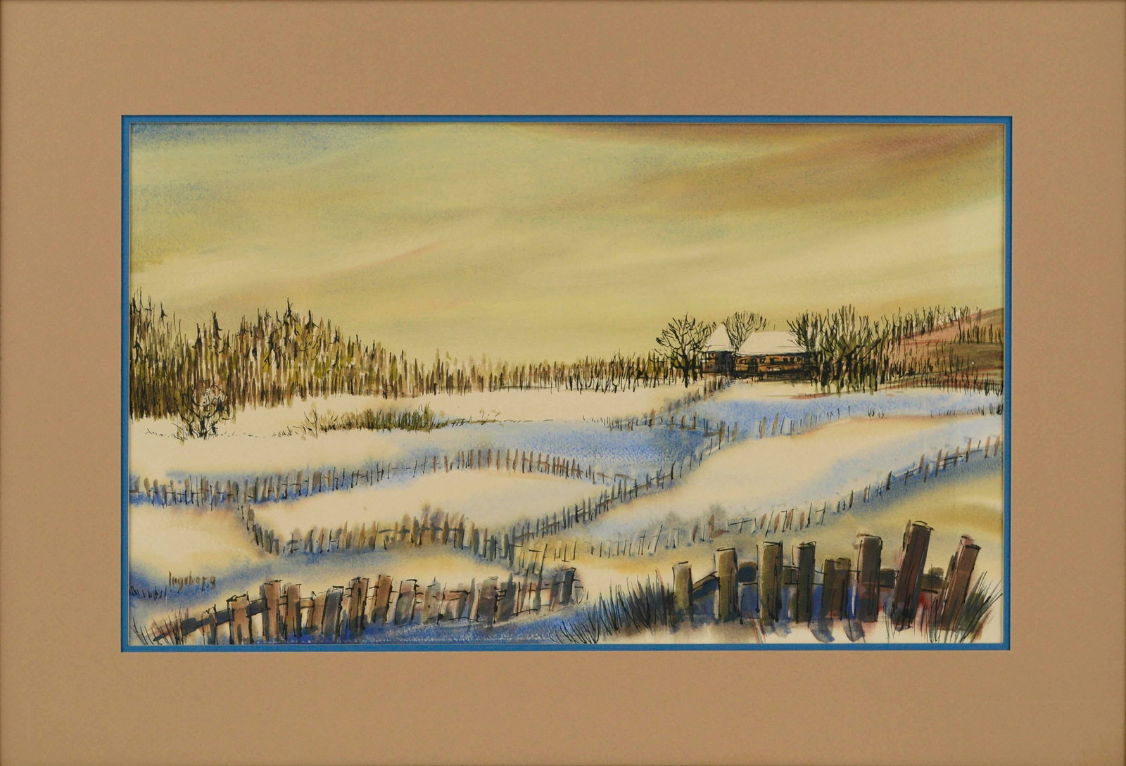Mid Century Winter Farm Landscape by Ingeborg Christensen - 2